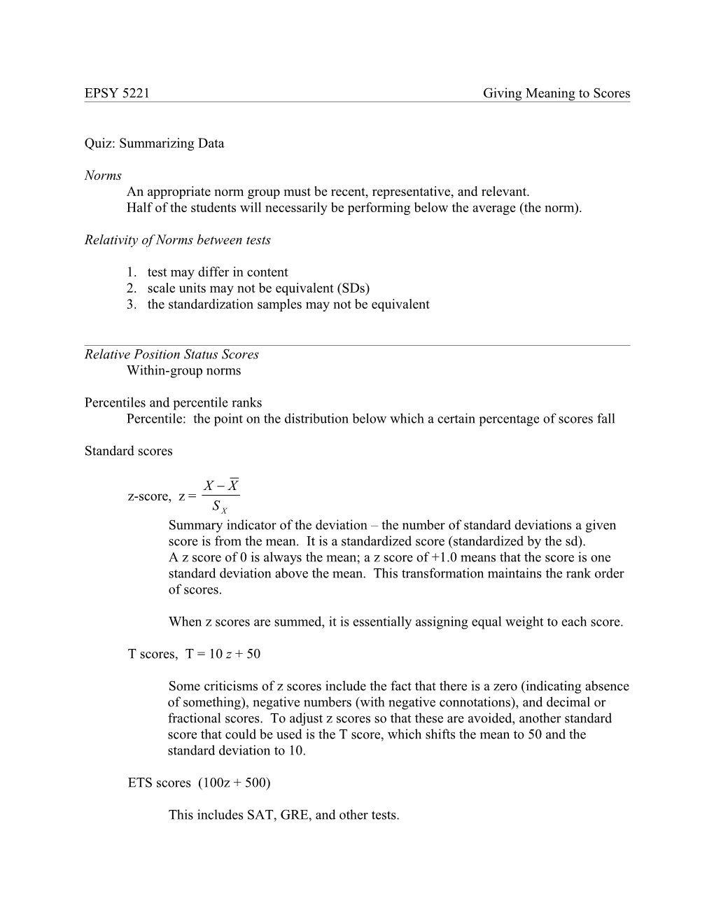 Norms, Scores, & Profiles