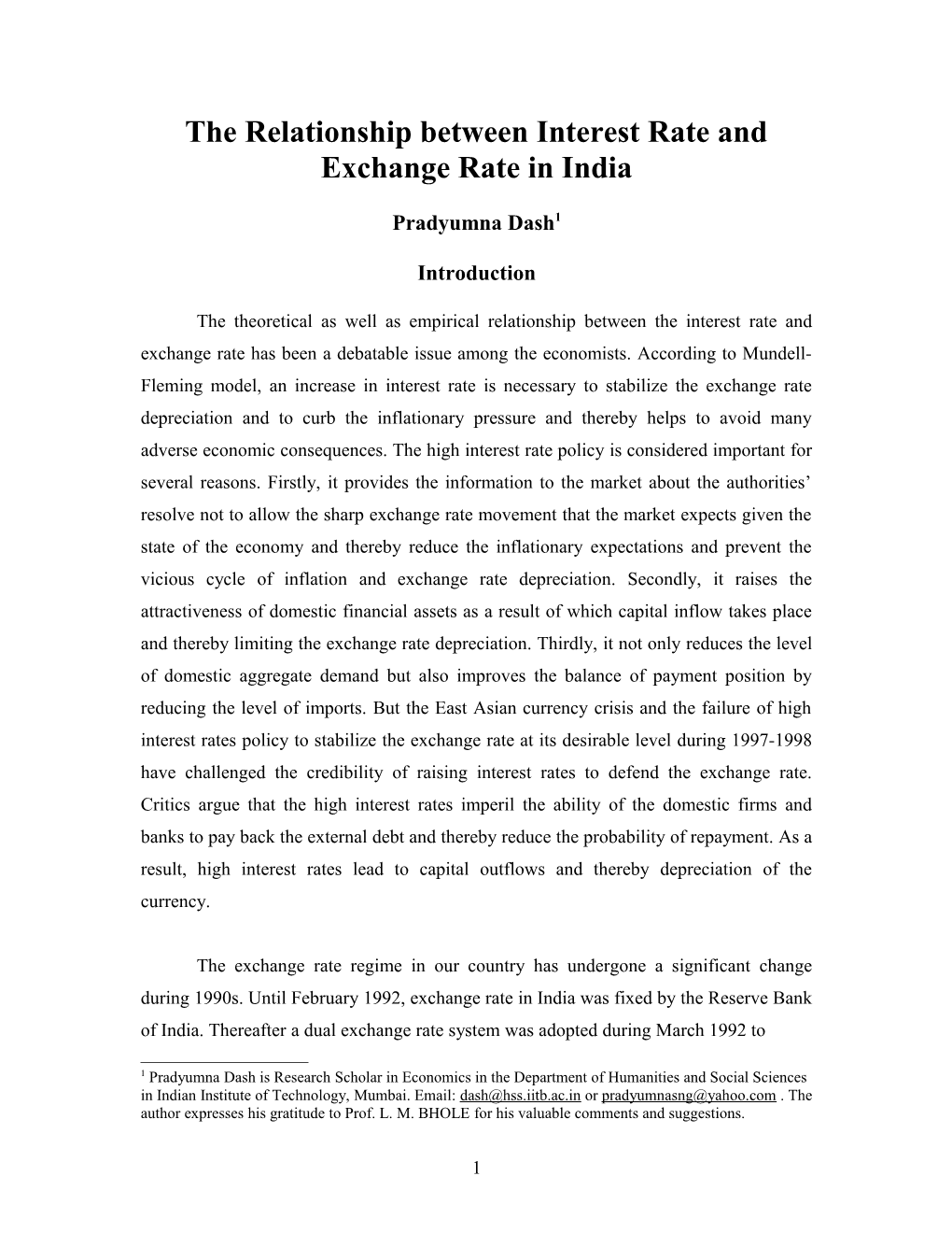 Relationship Between Interest Rate and Exchange Rate