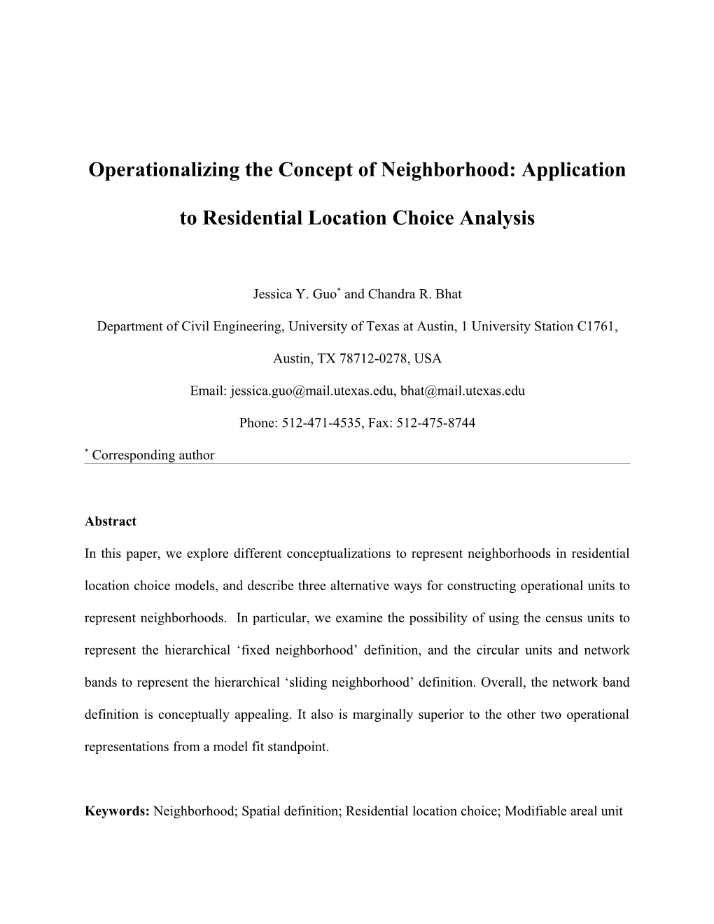 Hierarchical Representation of Neighborhoods in Residential Location Choice Modeling