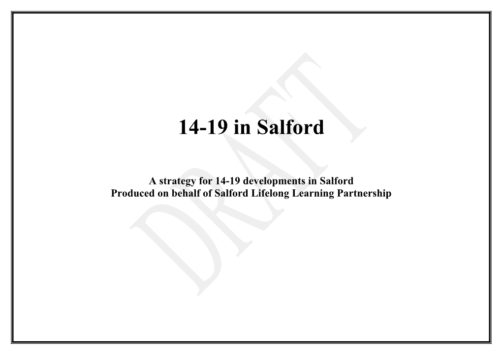 A Strategy for 14-19 Developments in Salford