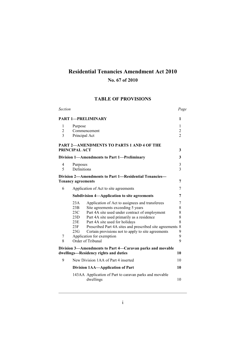 Residential Tenancies Amendment Act 2010