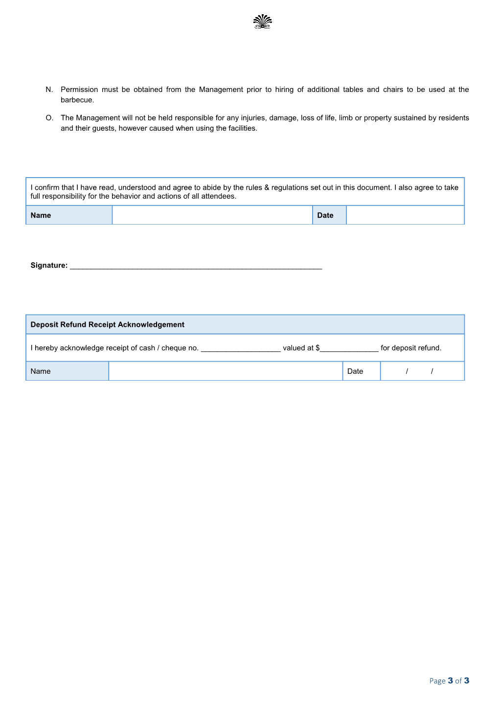 Barbecue Pit Booking Form