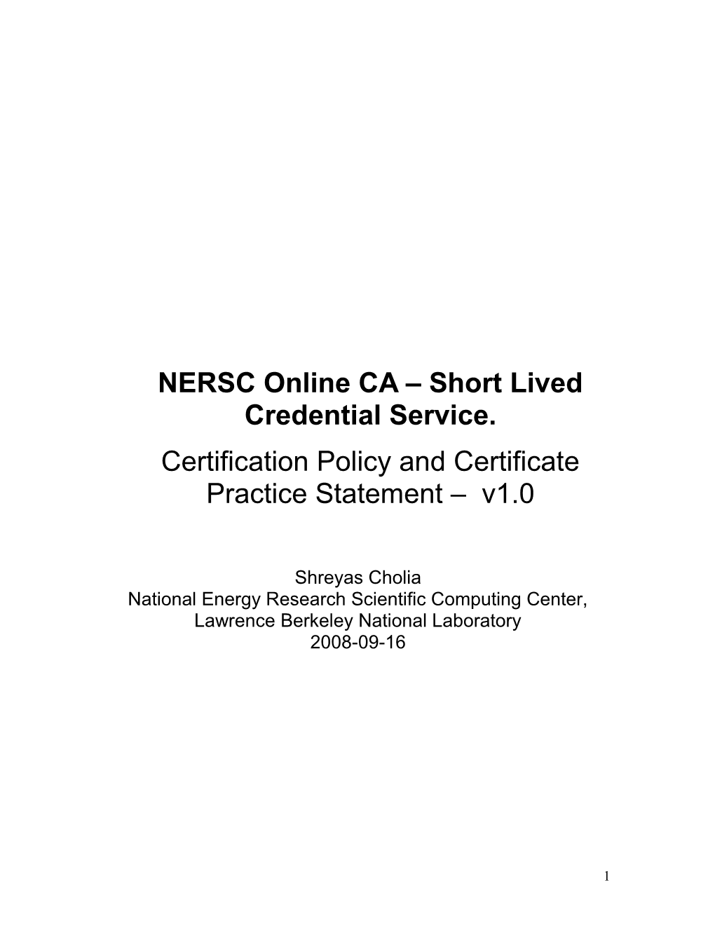 NERSC Online CA Short Lived Credential Service