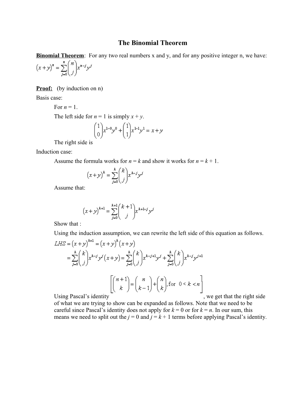 The Binomial Theorem