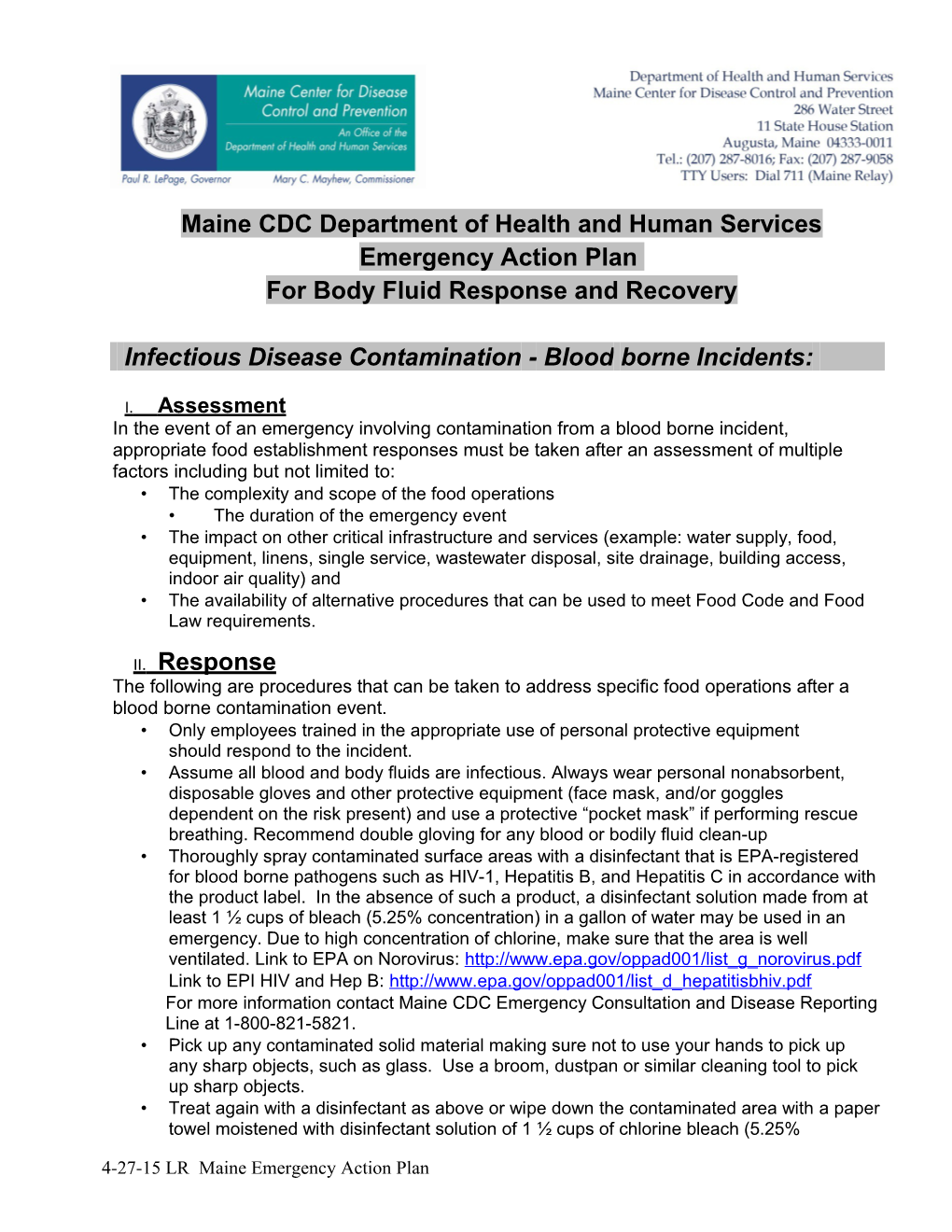 Maine CDC Department of Health and Human Services