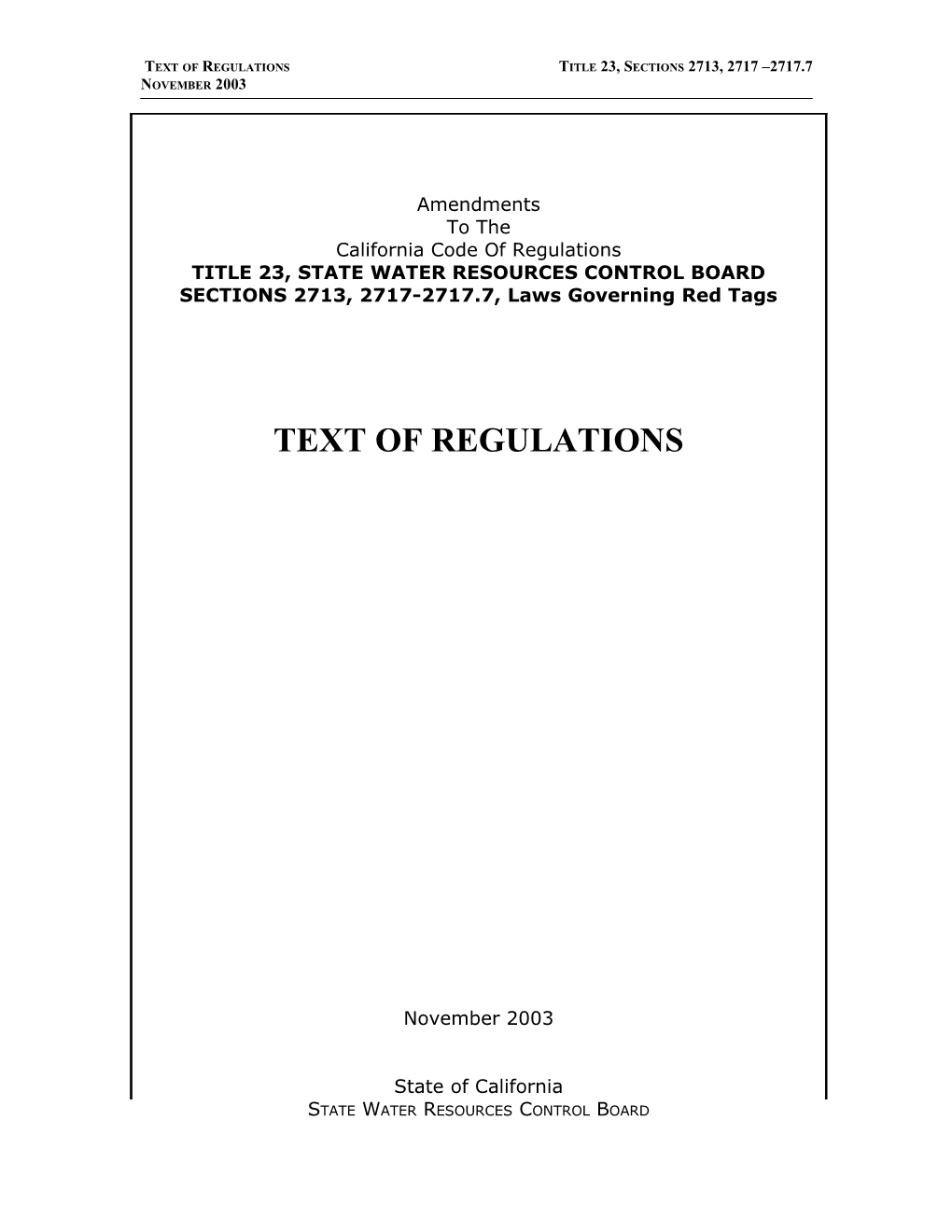 Text of Regulations Originally Noticed to the Public