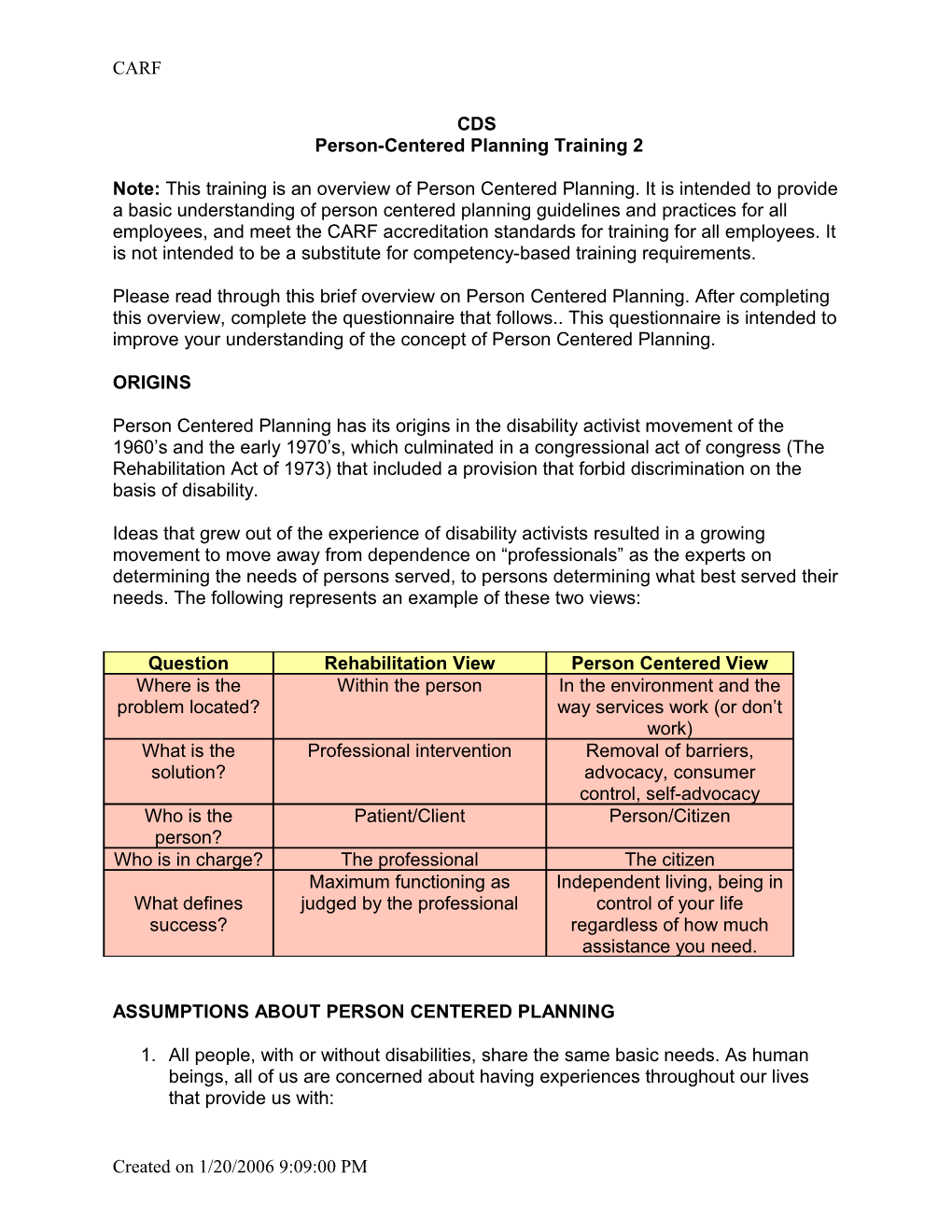CDS Person-Centered Planning Training 2