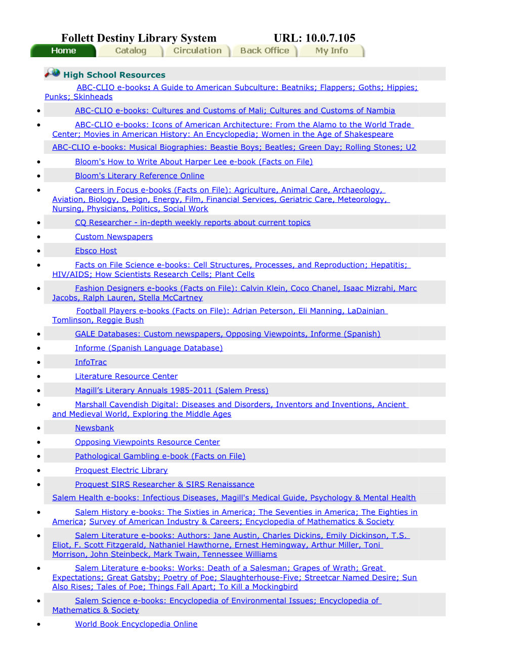 Online Resources Available for Home Access2012