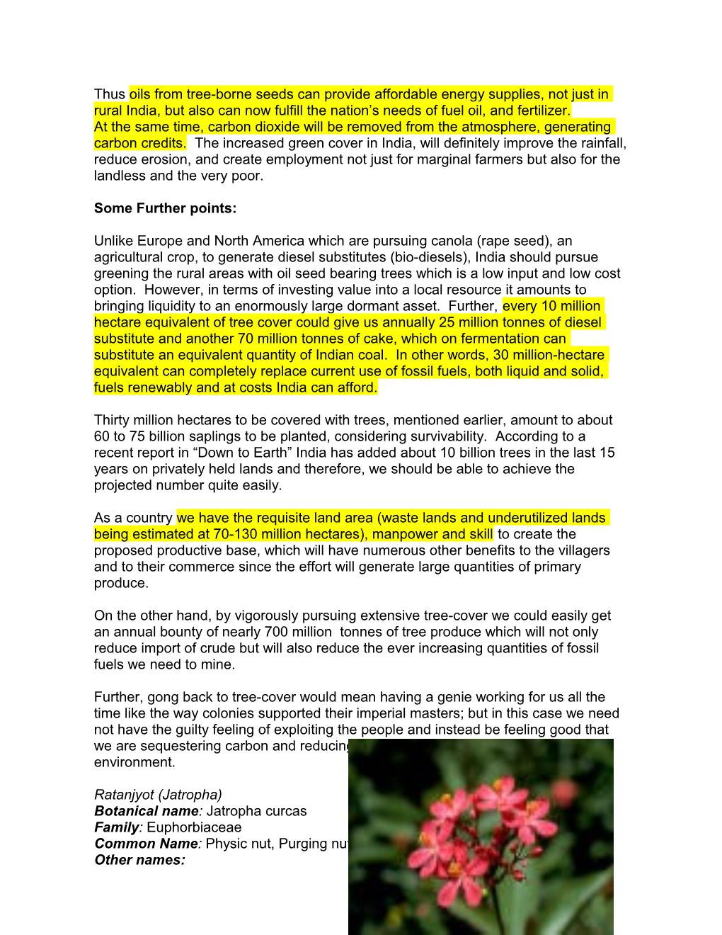 Short Notes on the Value, Benefit, Production and Utilization of JATROPHA CURCAS, Compiled
