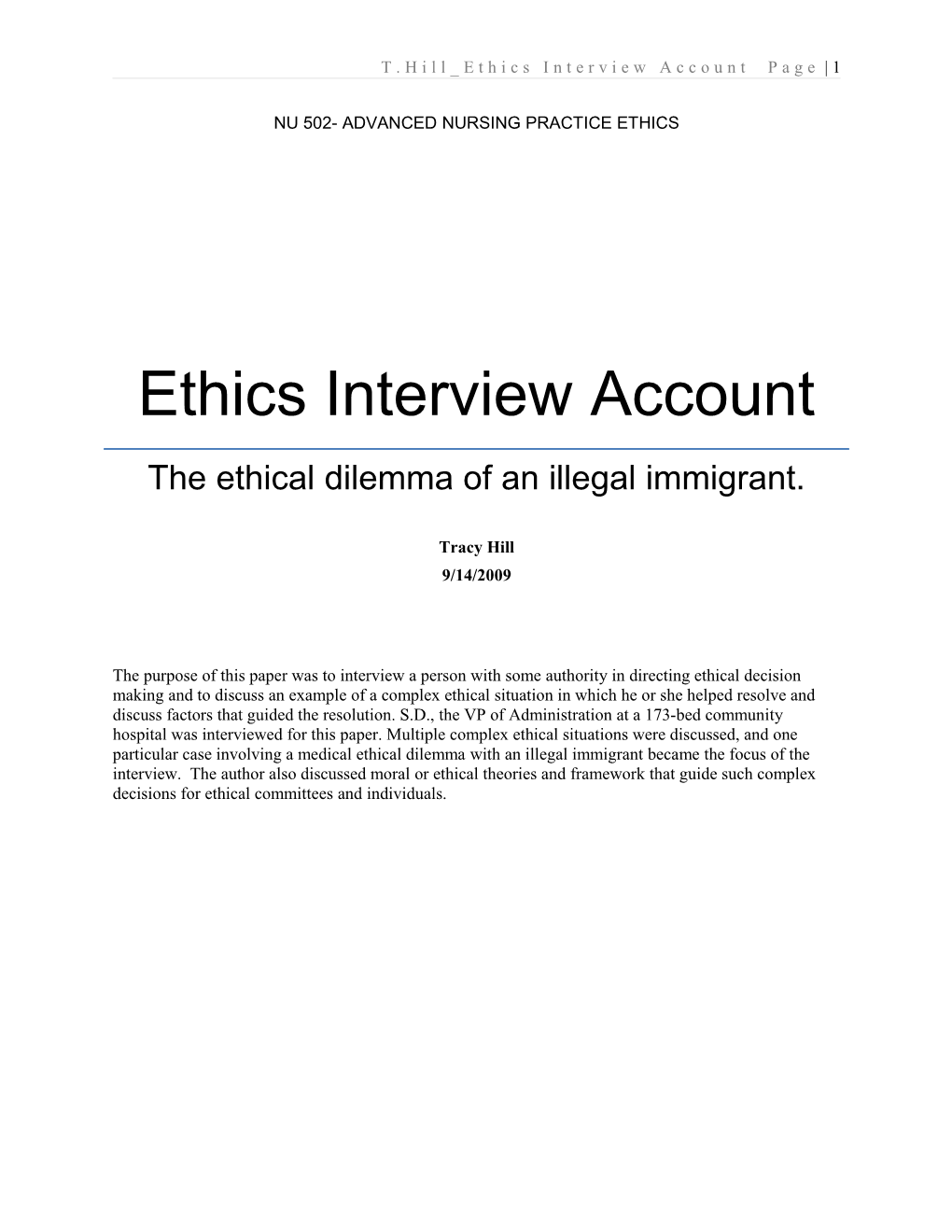 Ethics Interview Account