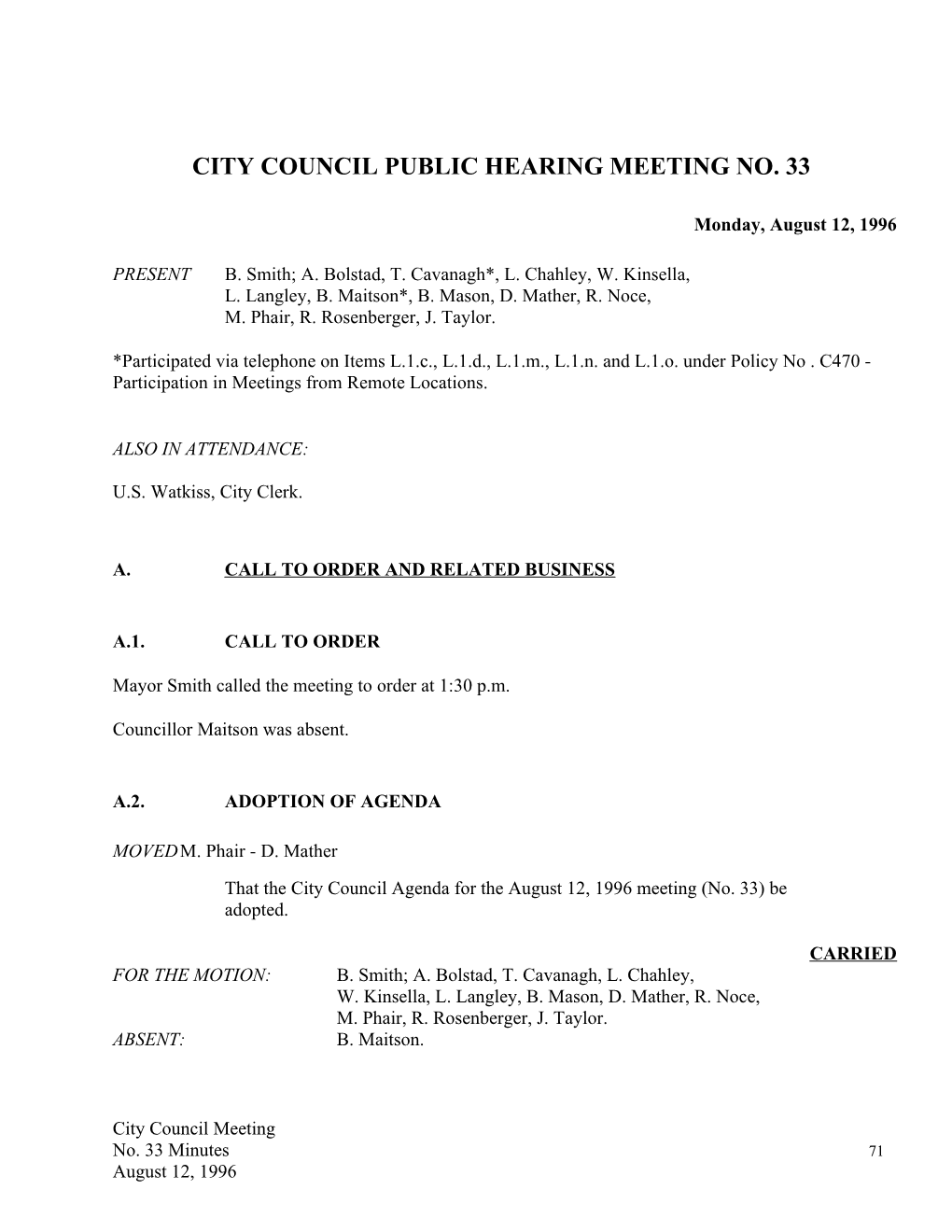 City Council Public Hearing Meeting No. 33