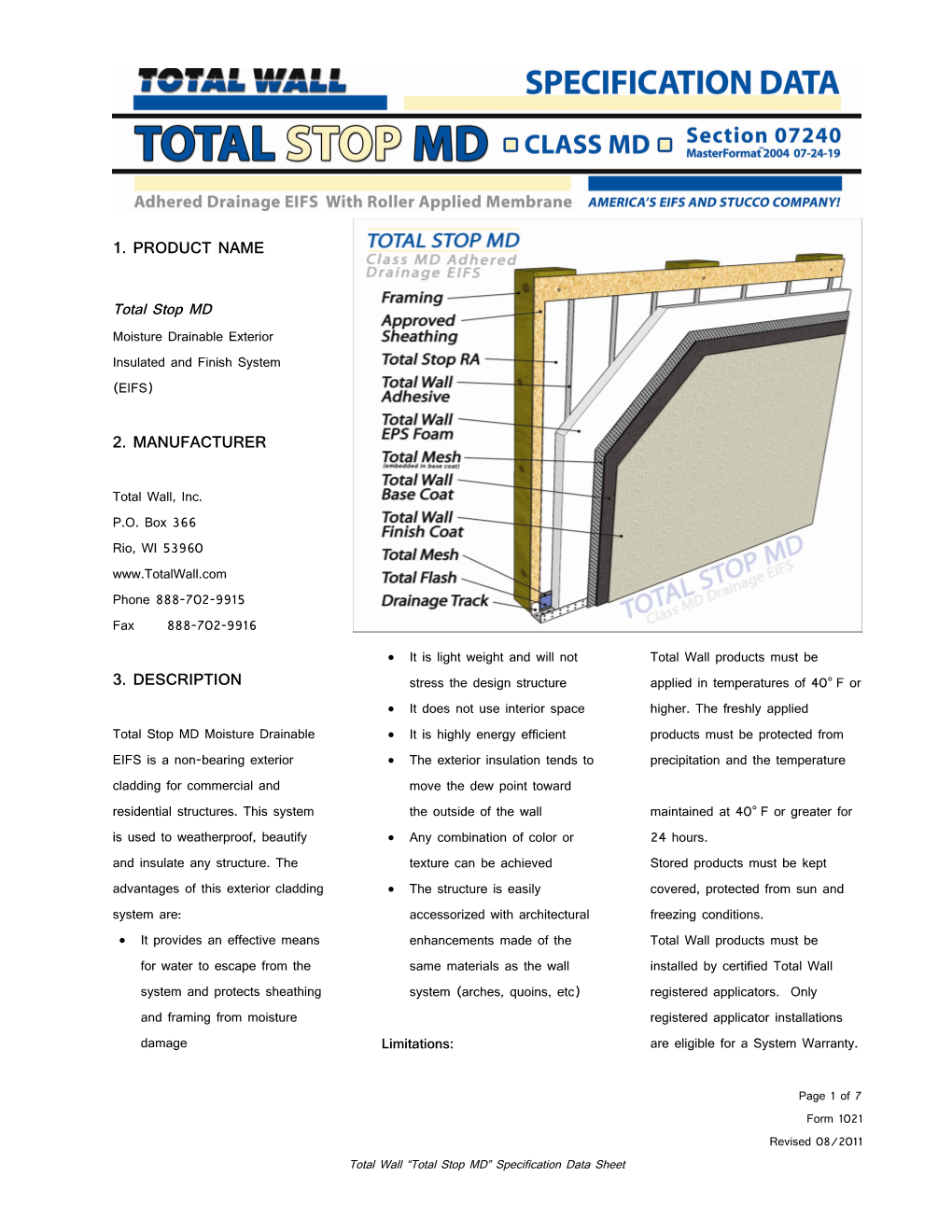 Moisture Drainable Exterior Insulated and Finish System (EIFS)