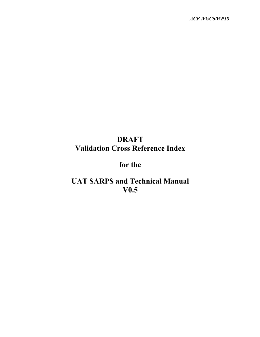 DRAFT Validation Cross Reference Index