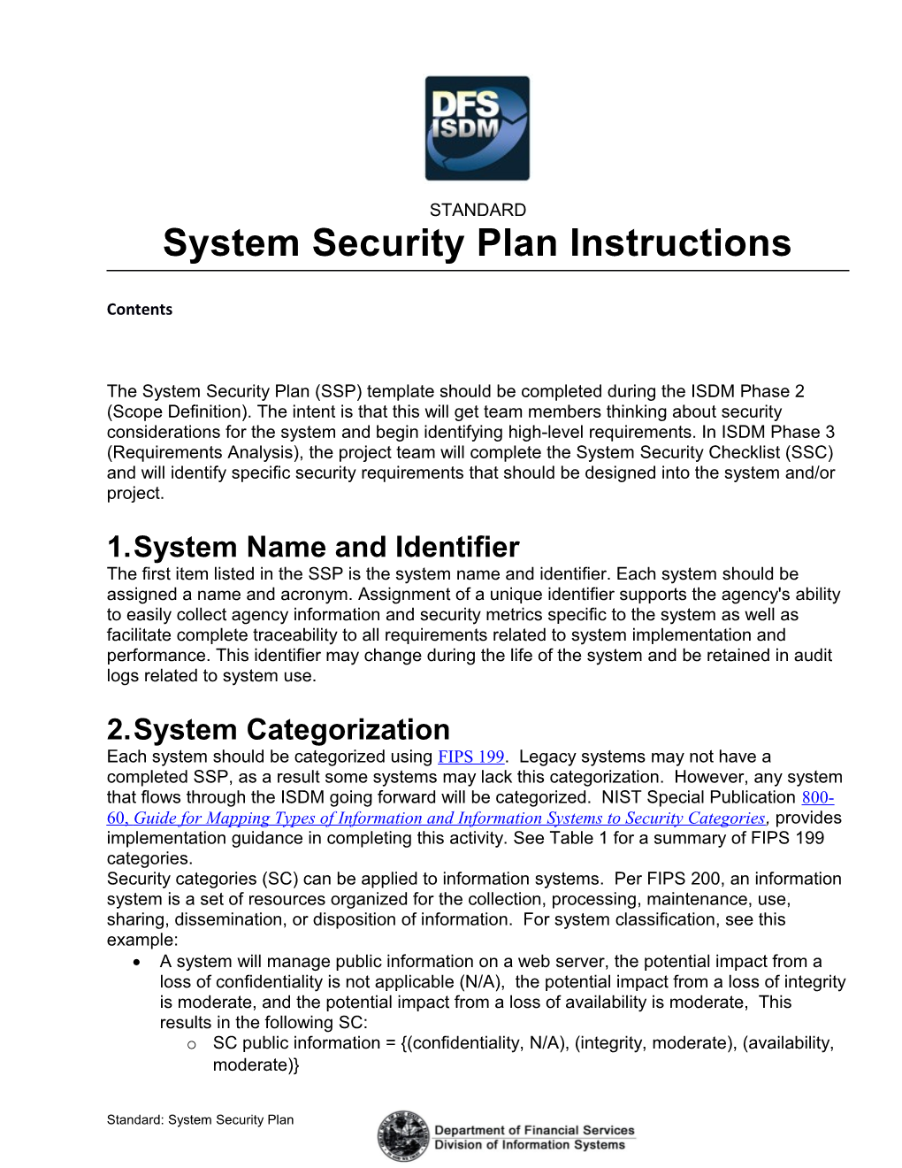 System Security Plan Instructions