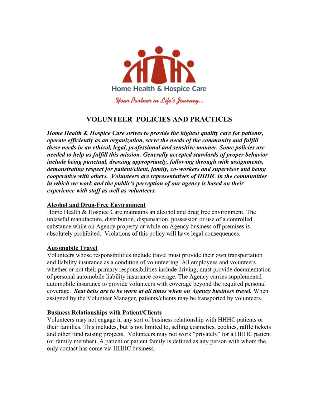 Volunteer Policies and Practices