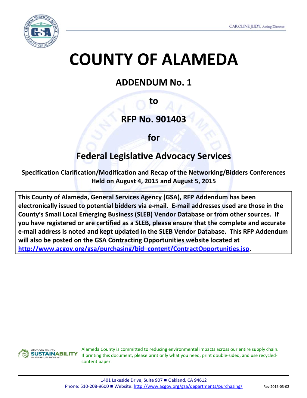 901403 Add1 Federal Legislative Advocacy Services