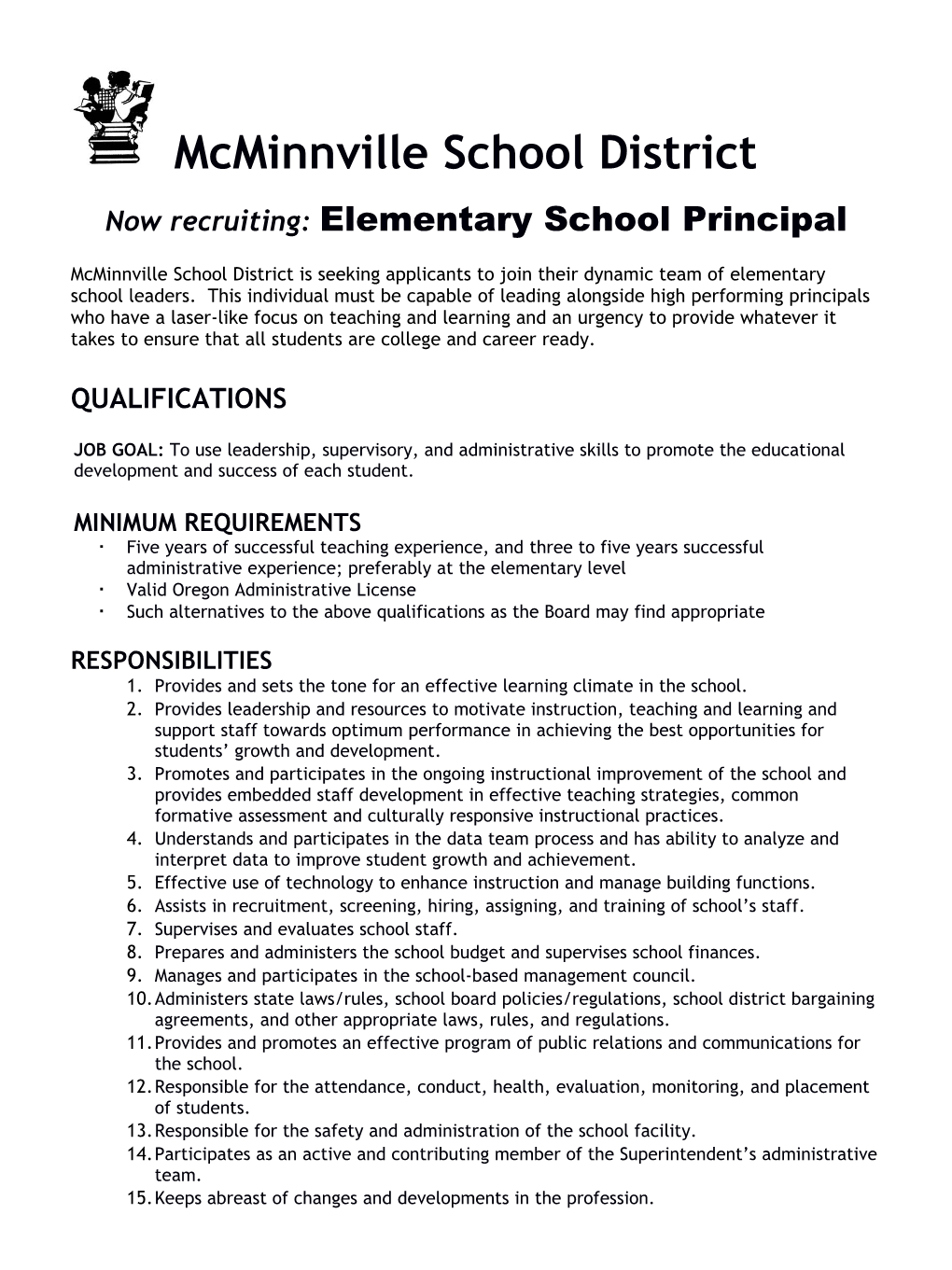 Now Recruiting: Elementary School Principal