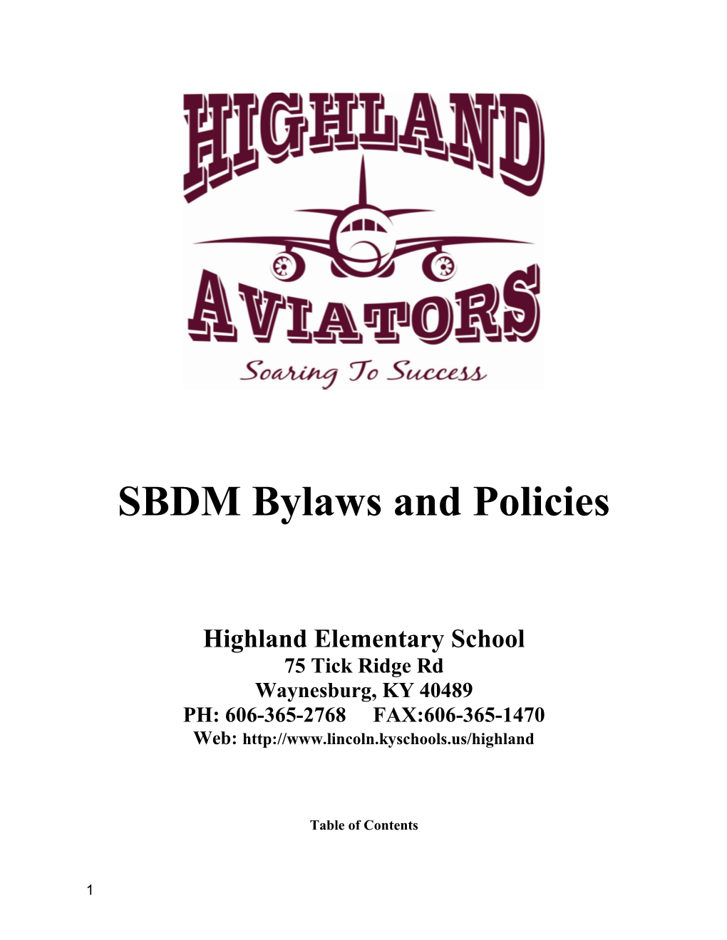 SBDM Bylaws and Policies