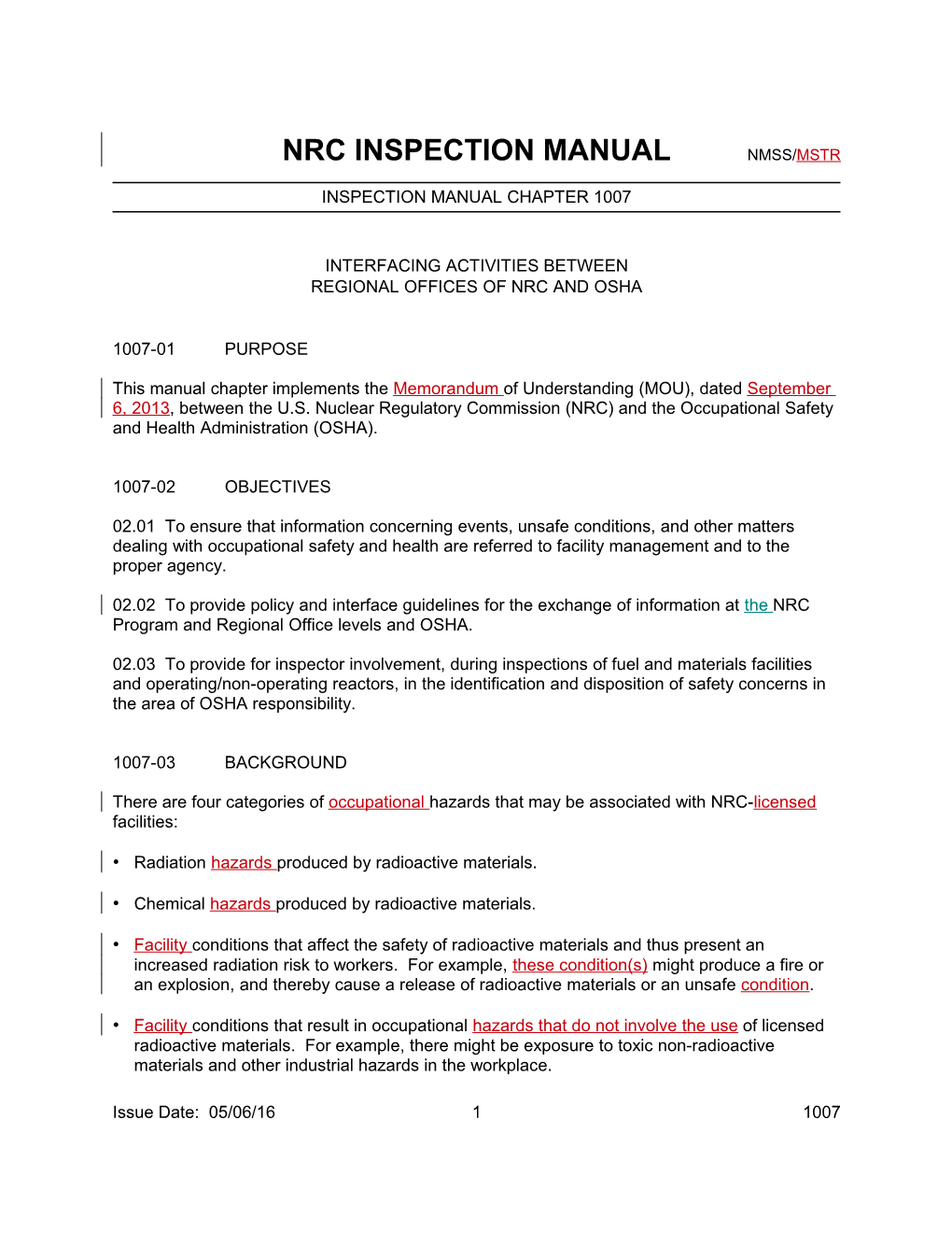 Nrc Inspection Manual Nmss/Mstr