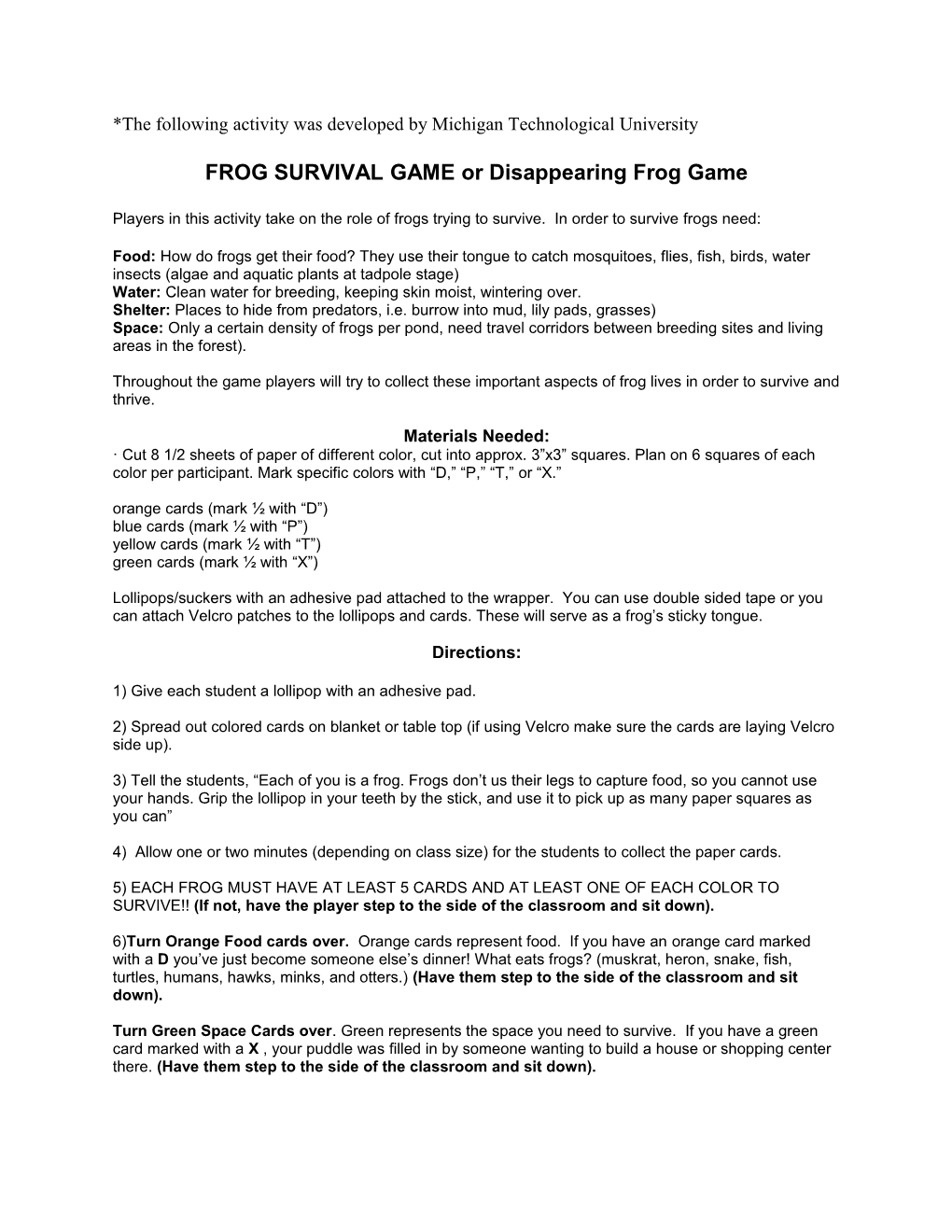 FROG SURVIVAL GAME Or Disappearing Frog Game