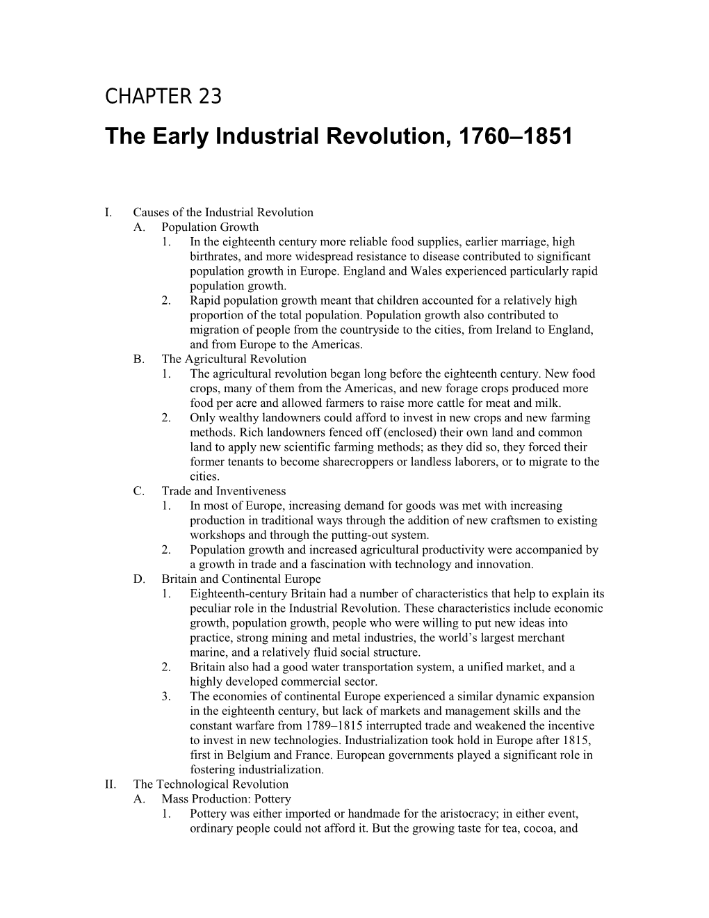 The Early Industrial Revolution, 1760 1851