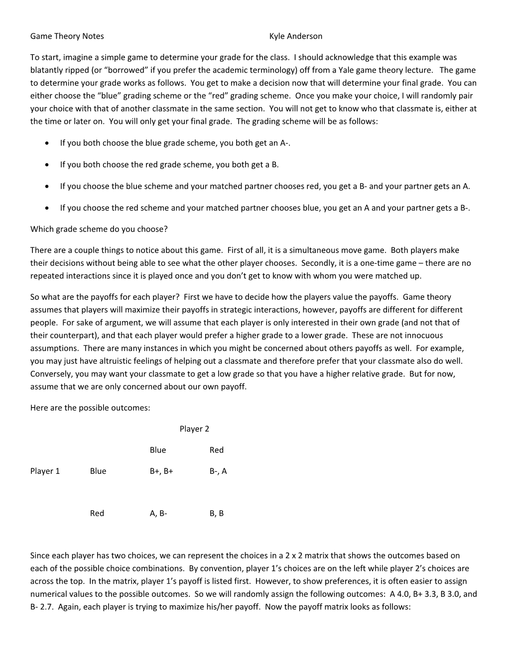 Game Theory Noteskyle Anderson