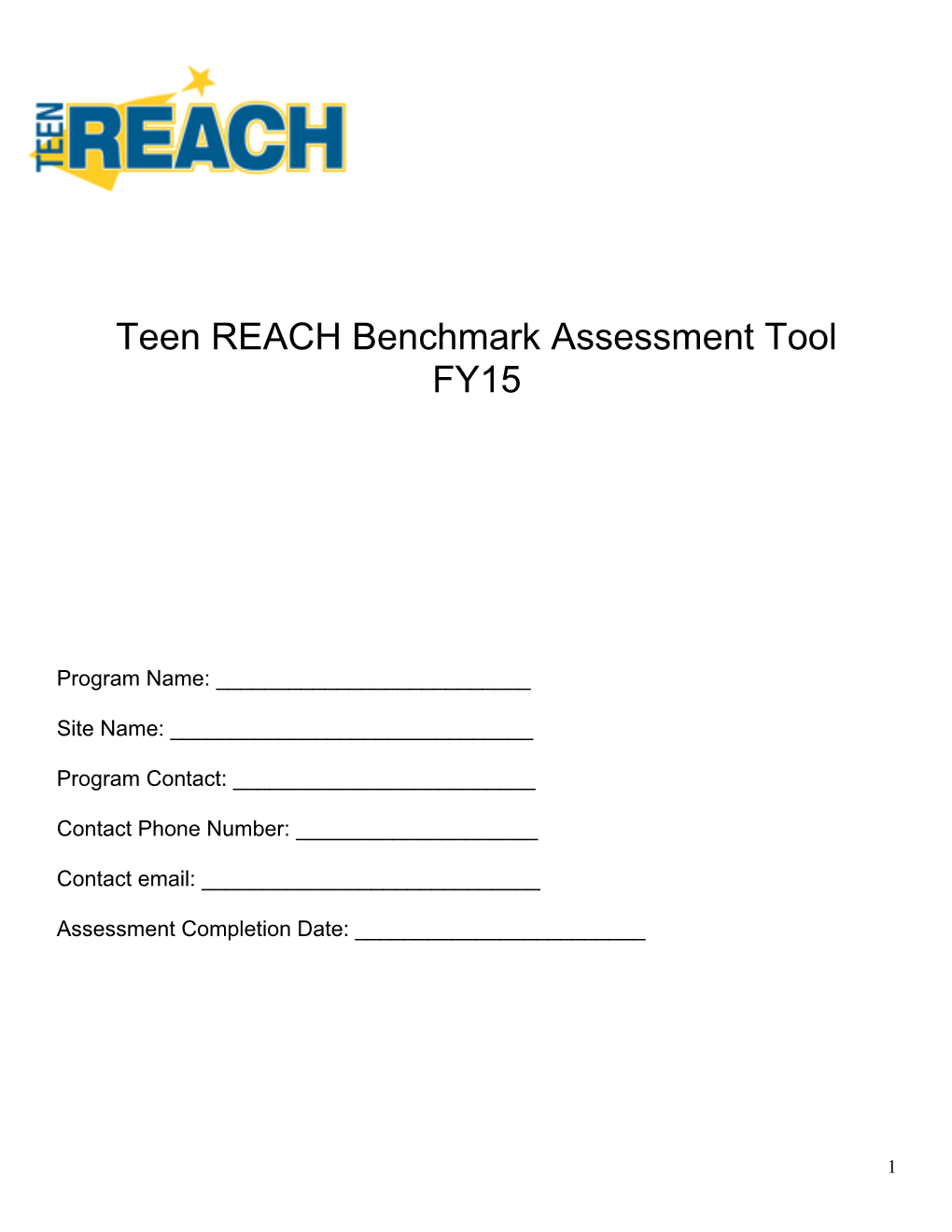 Teen REACH Benchmark Assessment Tool