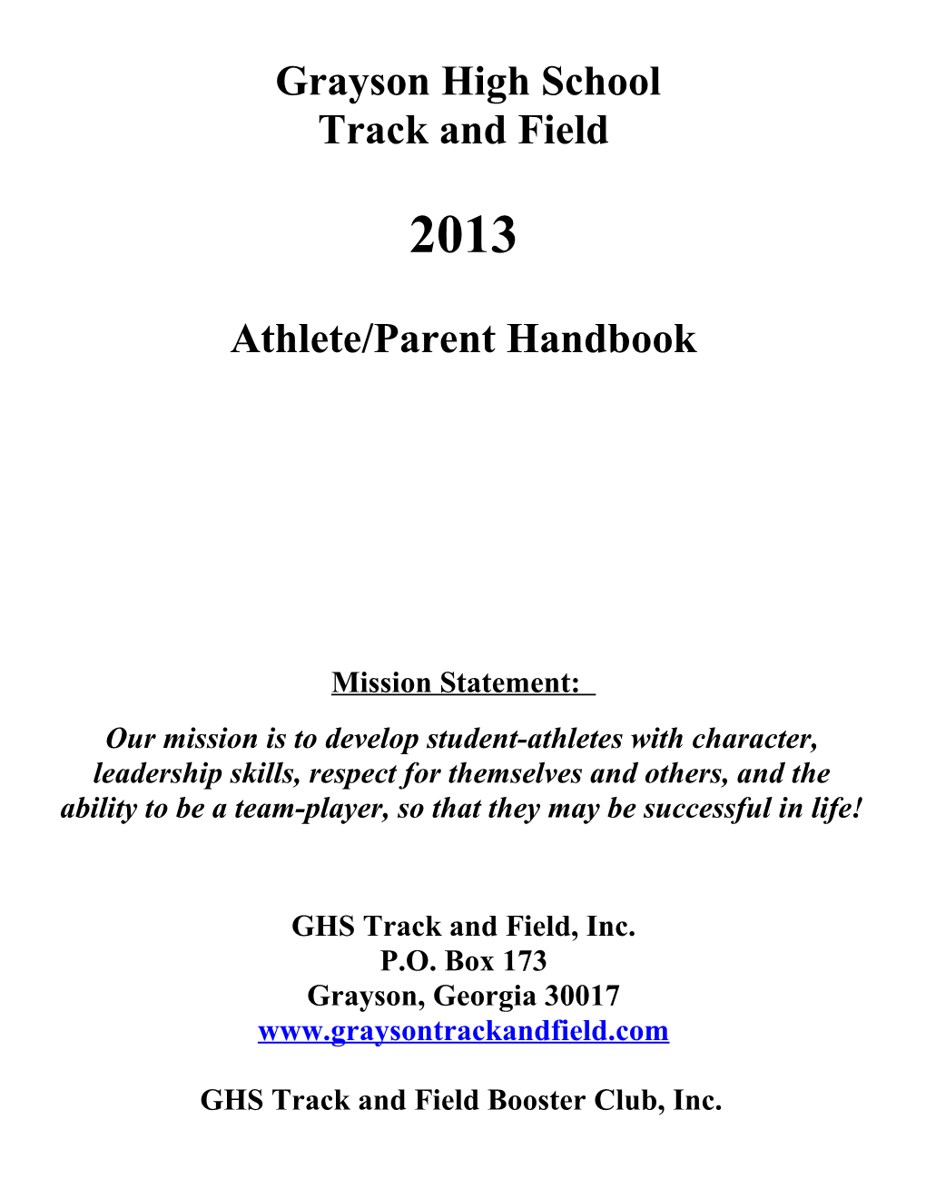 Athlete/Parent Handbook