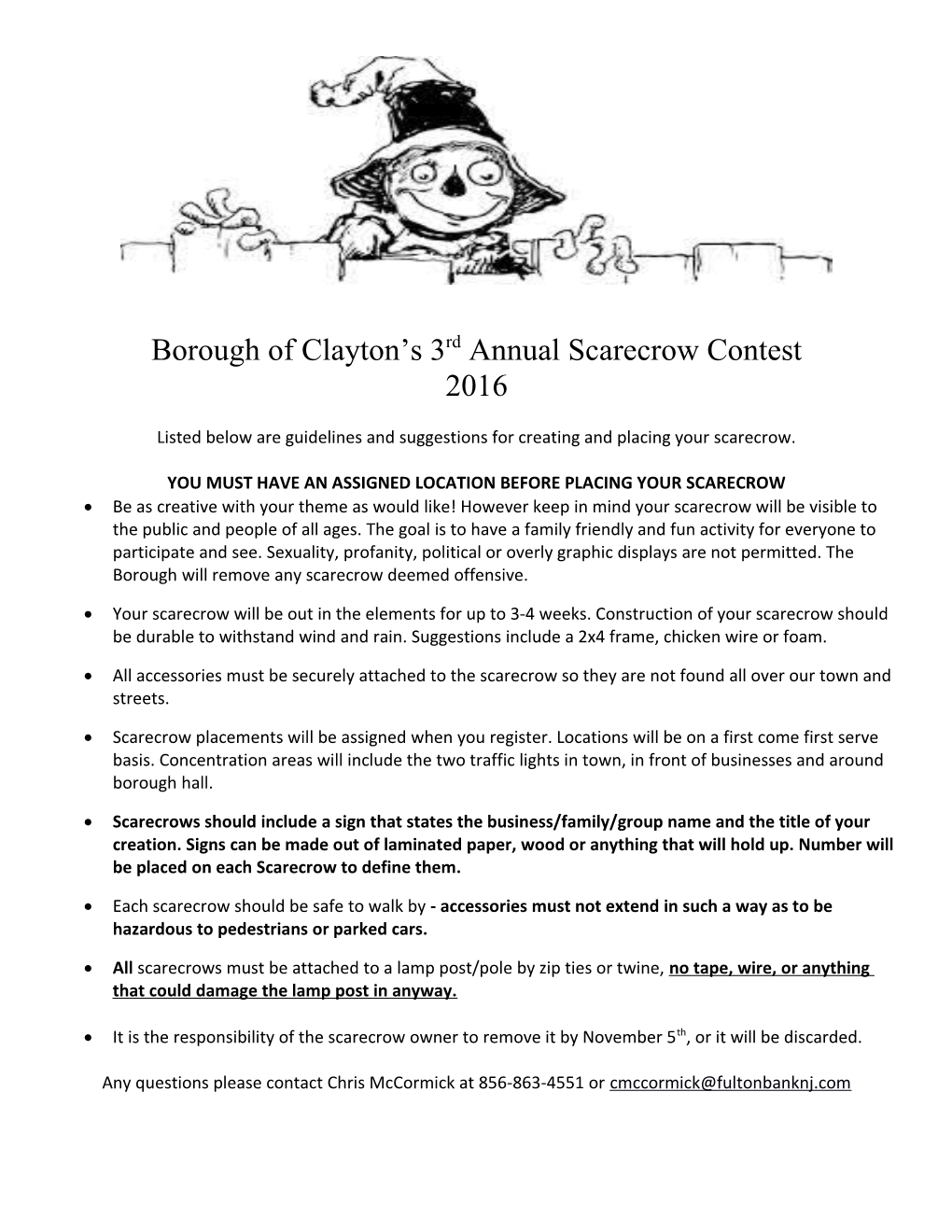 Borough of Clayton S 3Rd Annual Scarecrow Contest