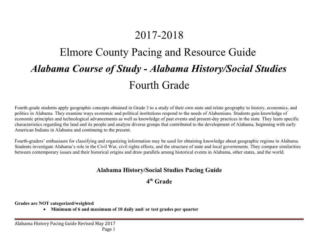 Alabama Course of Study - Alabama History/Social Studies