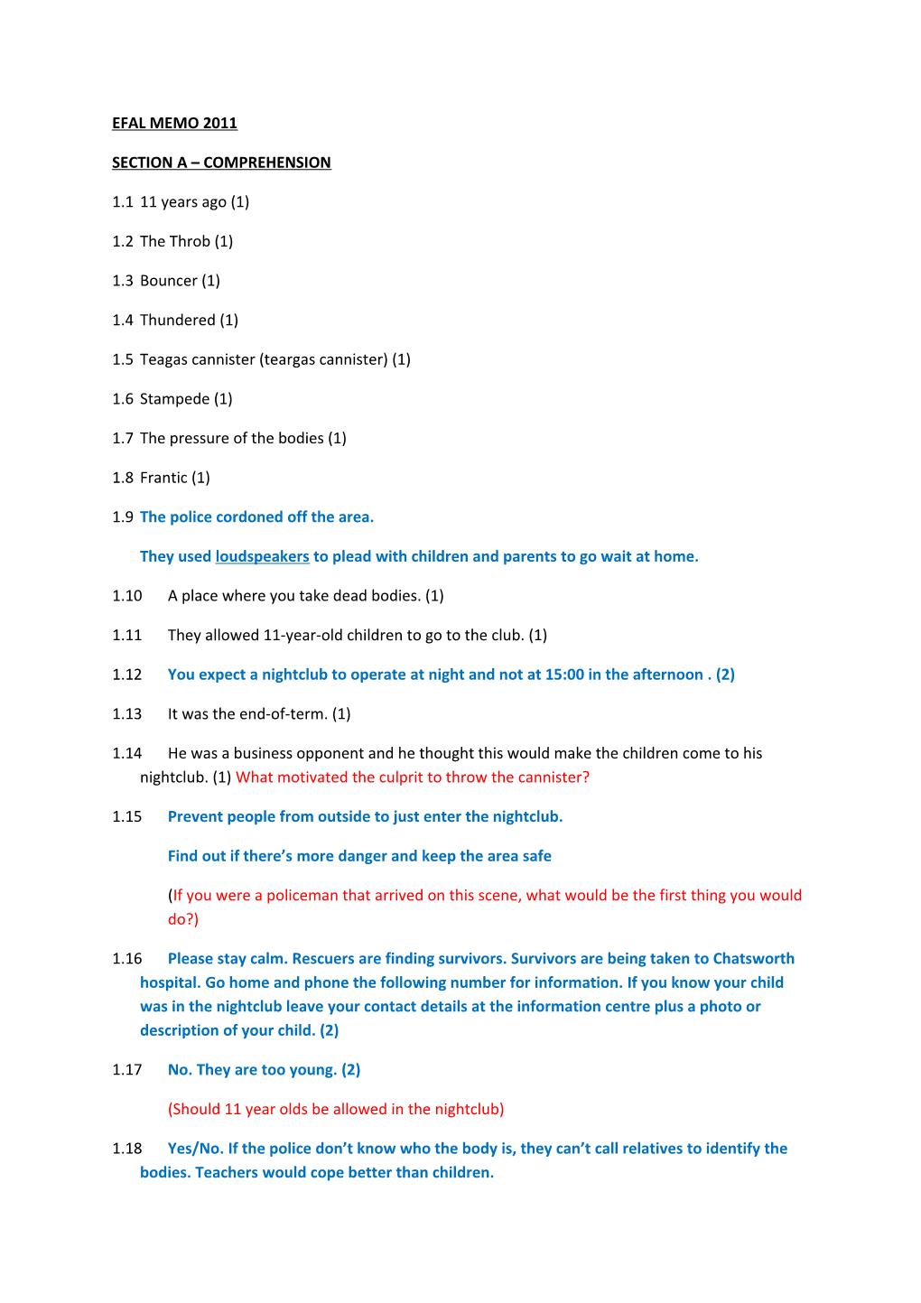 Section a Comprehension