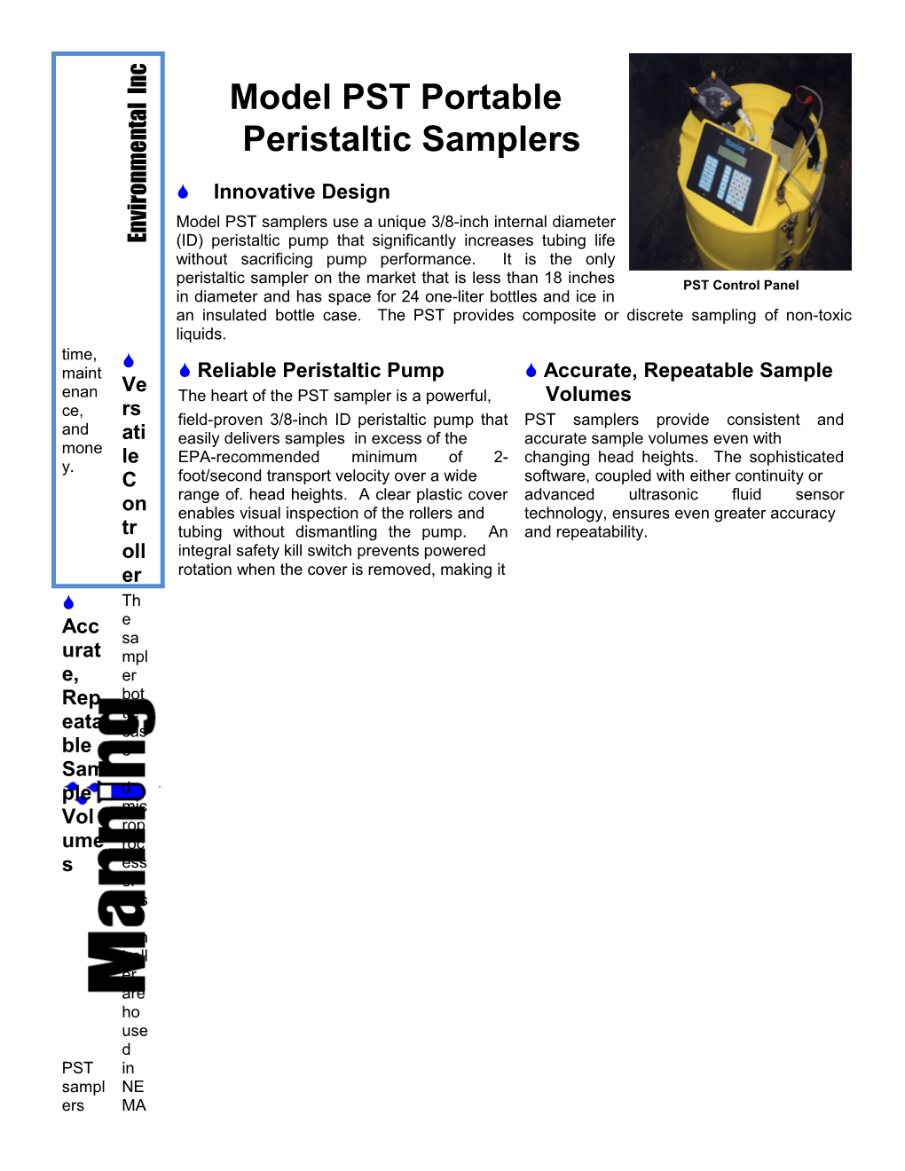 Model PST Portable Peristaltic Samplers