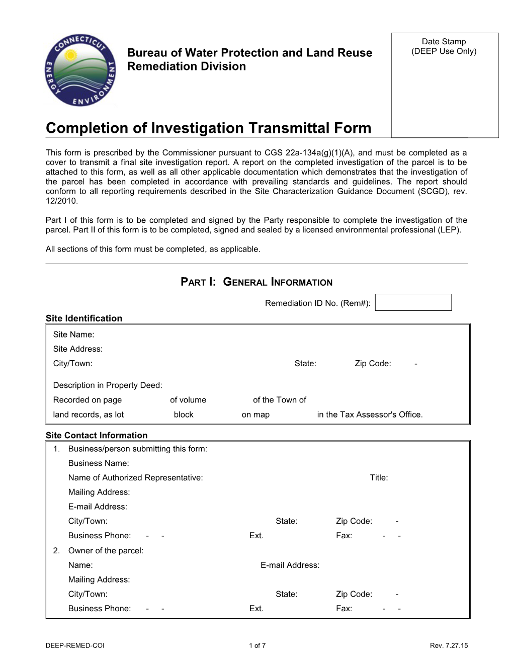 Completion of Investigation Transmittal Form
