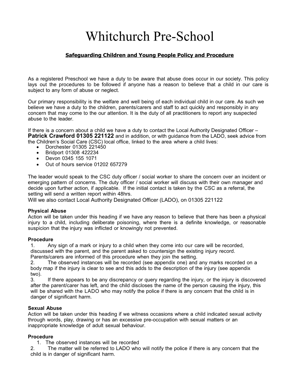 Safeguardingchildren and Young People Policy and Procedure