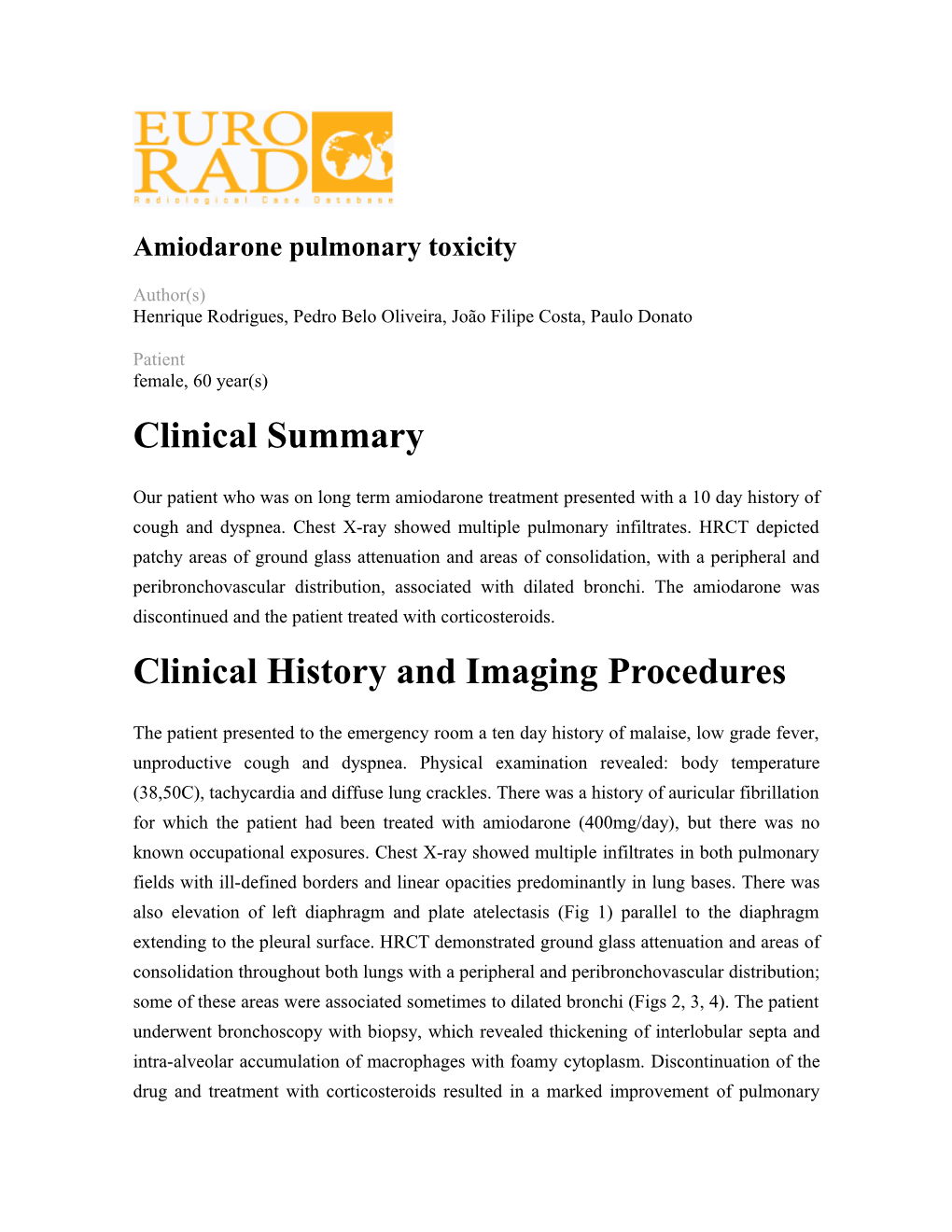 Amiodarone Pulmonary Toxicity