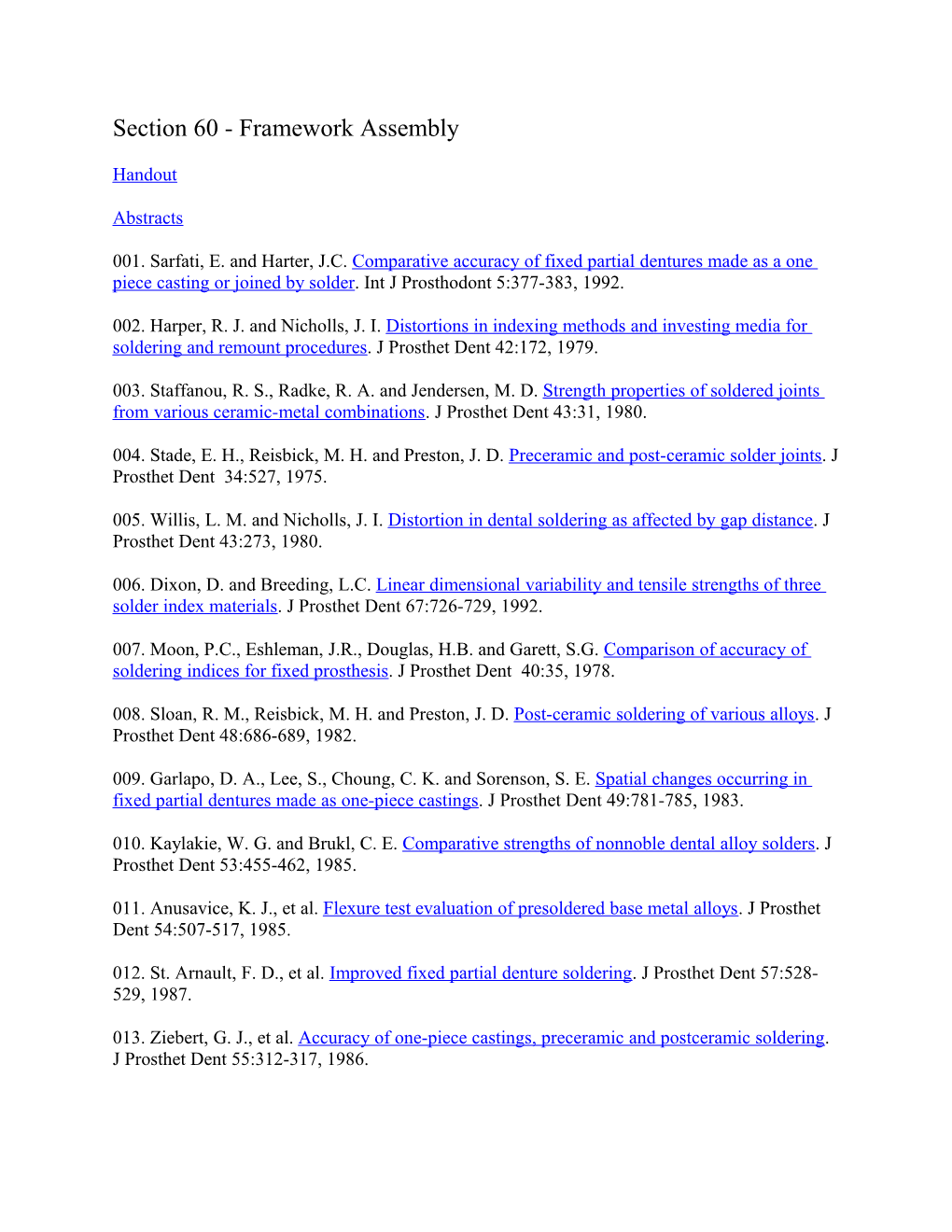 Section 60 - Framework Assembly