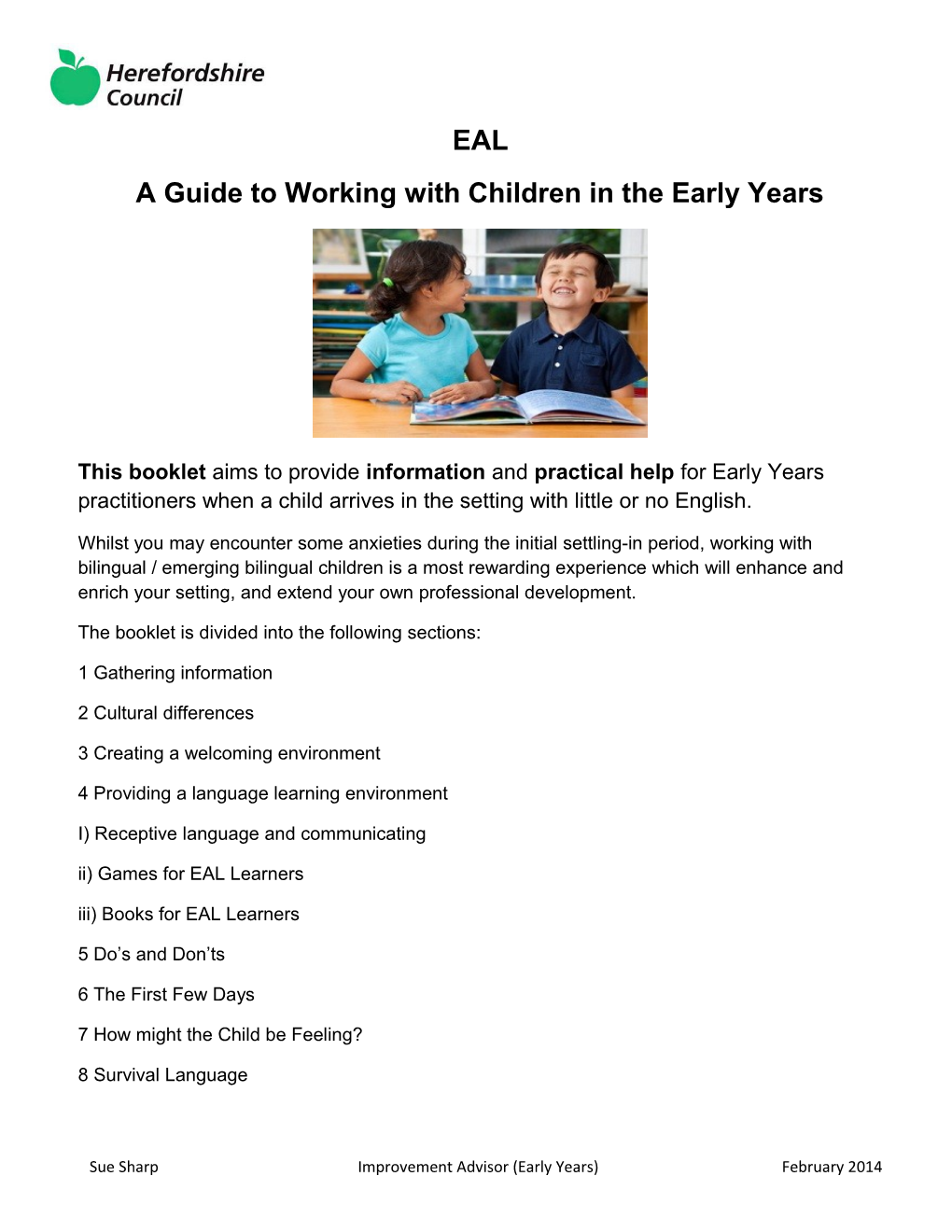 A Guide to Working with Children in the Early Years