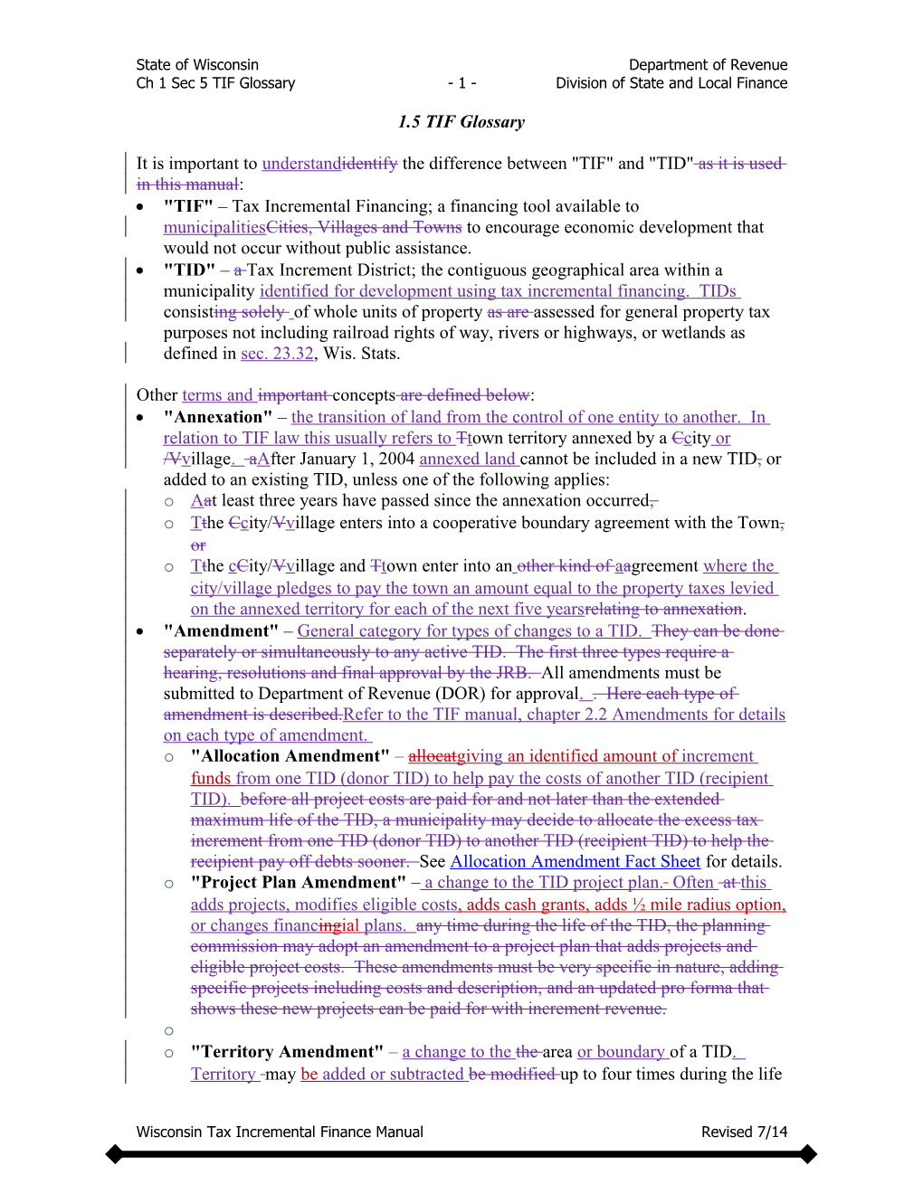 Tax Incremental Financing Manual - 1.5 TIF Glossary