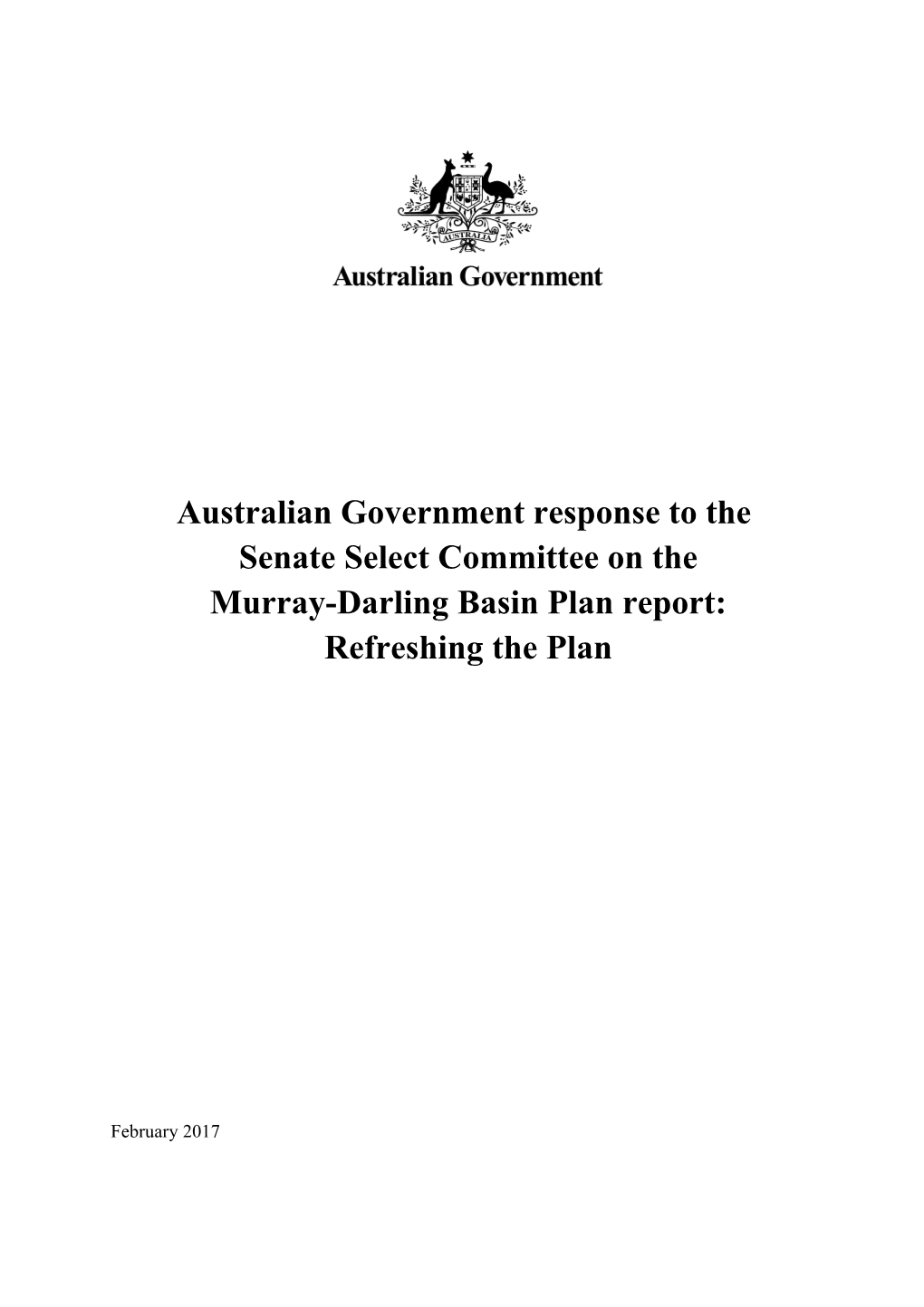 Australian Government Response to the Senate Select Committee on Themurray-Darling Basin
