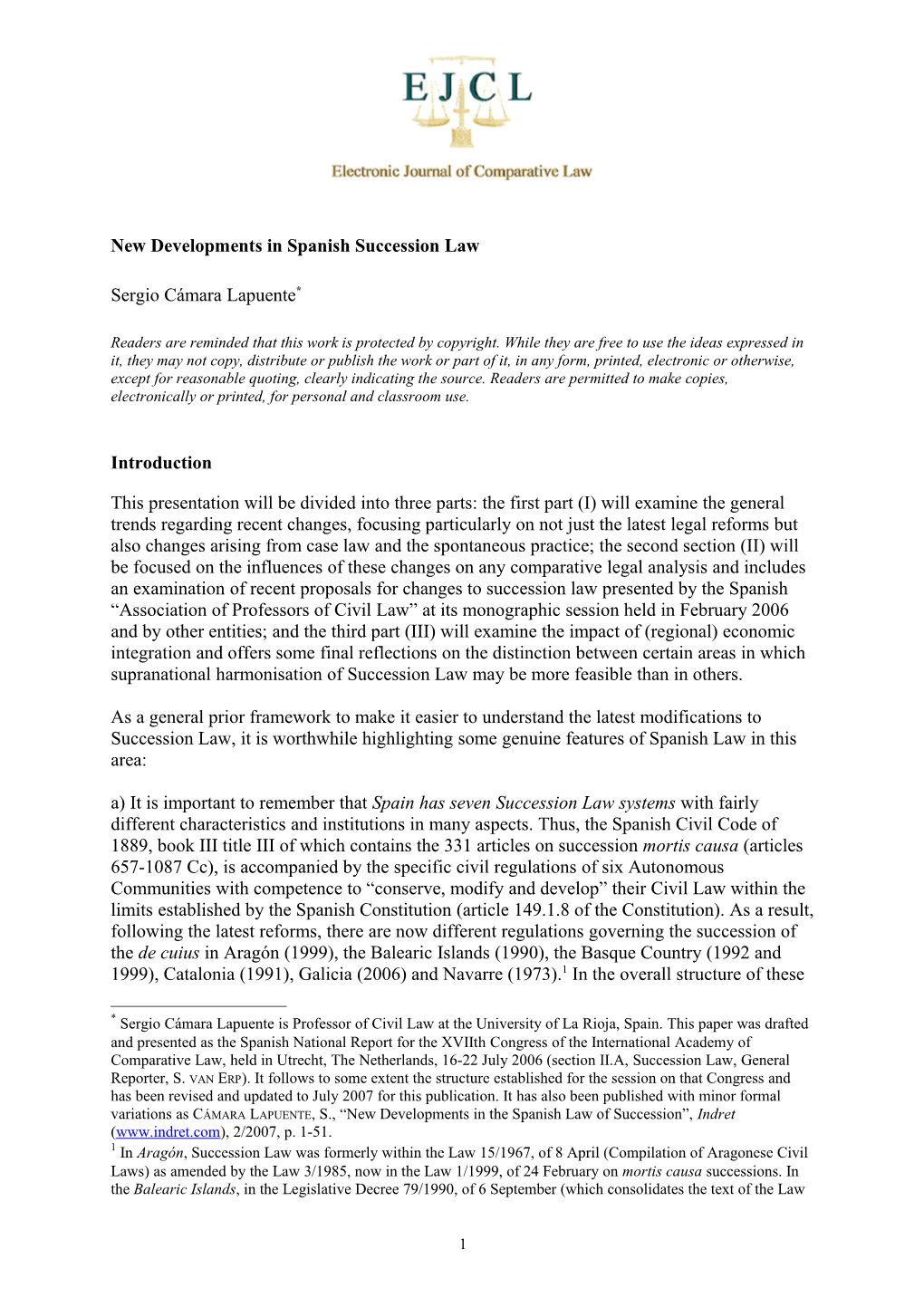 New Developments in Spanish Succession Law