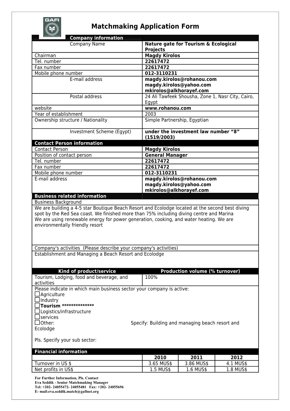 Matchmaking Application Form