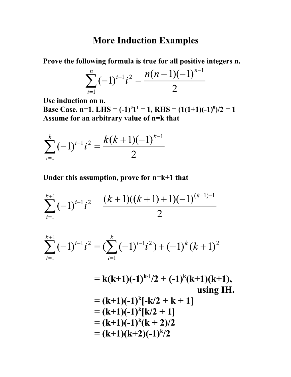 More Induction Examples