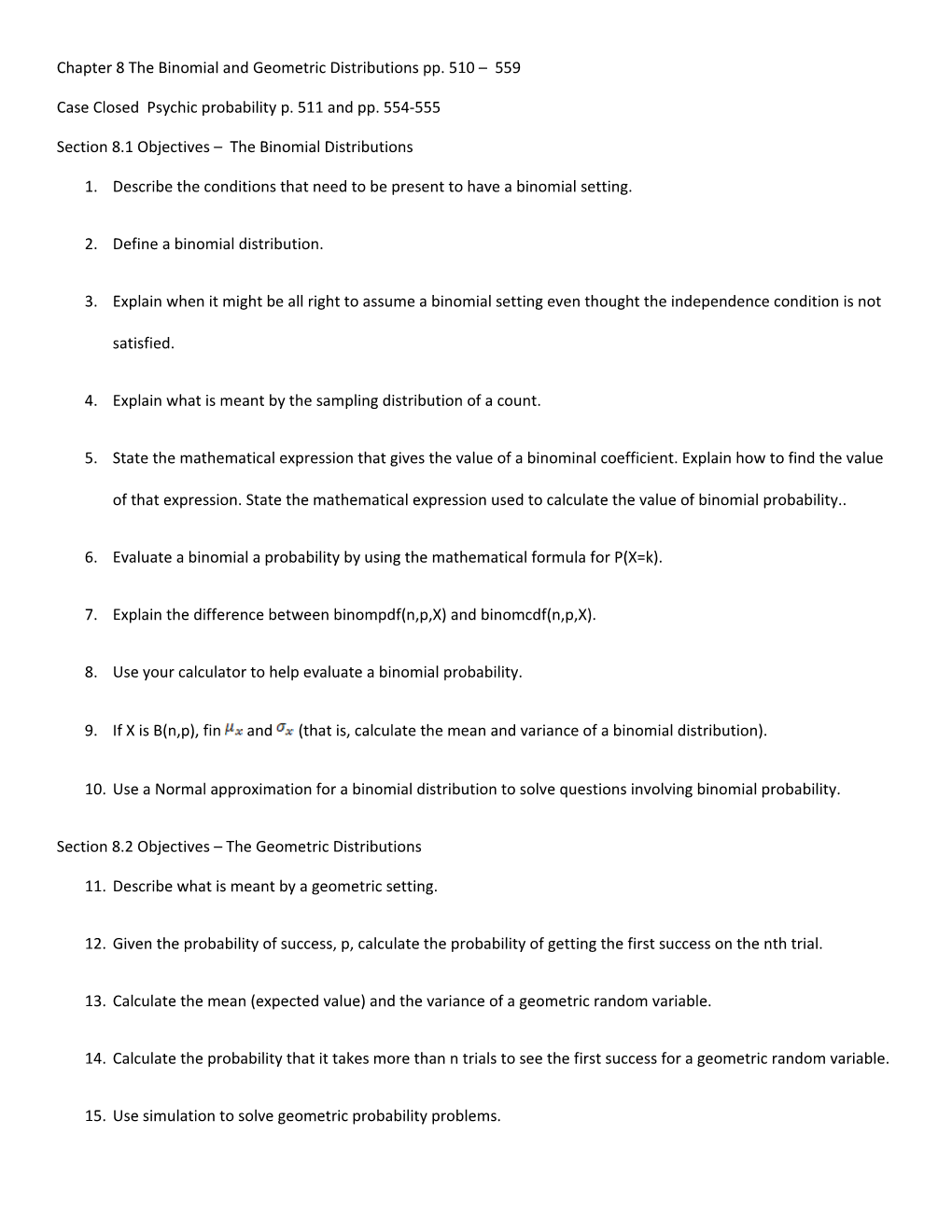Chapter 8 the Binomial and Geometric Distributions Pp. 510 559