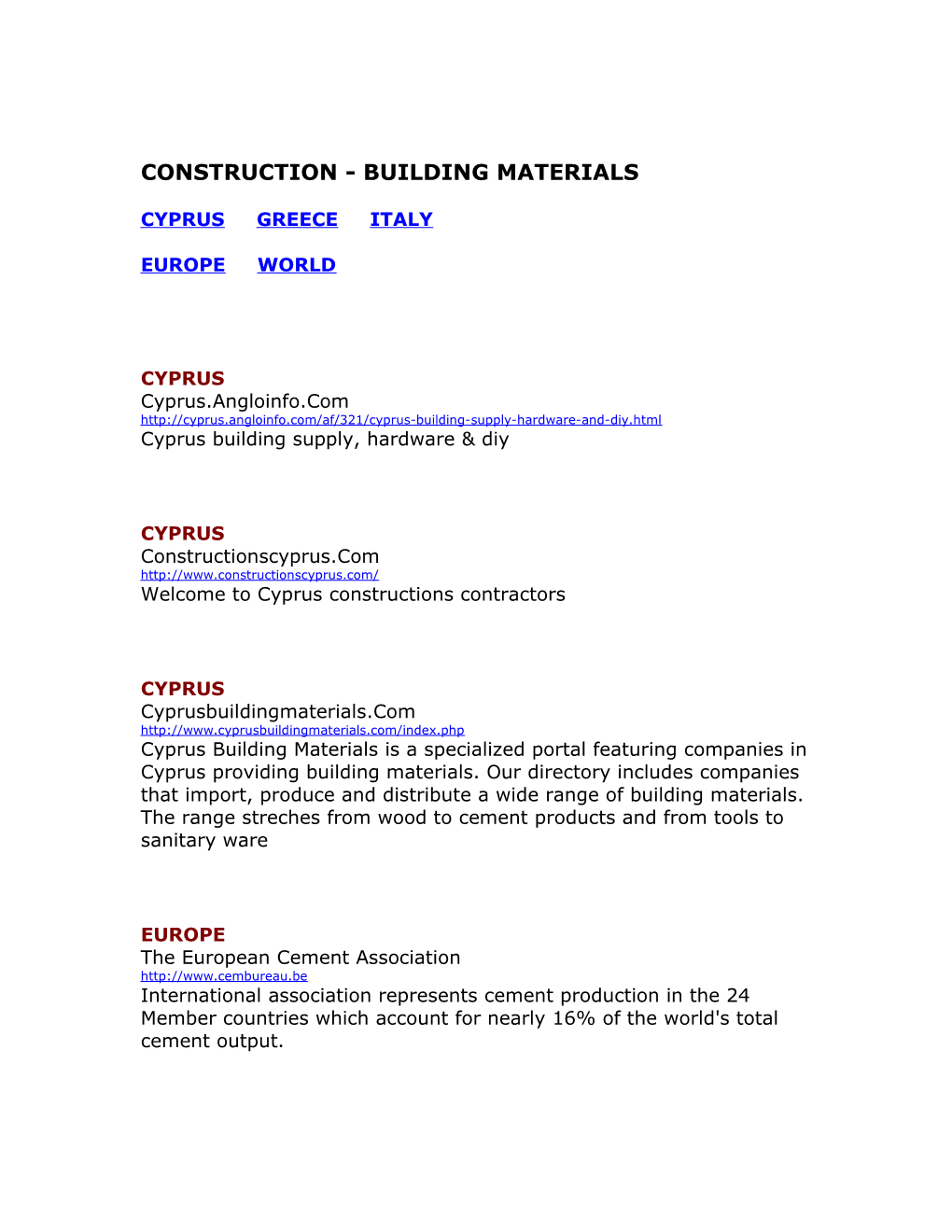 Construction - Building Materials