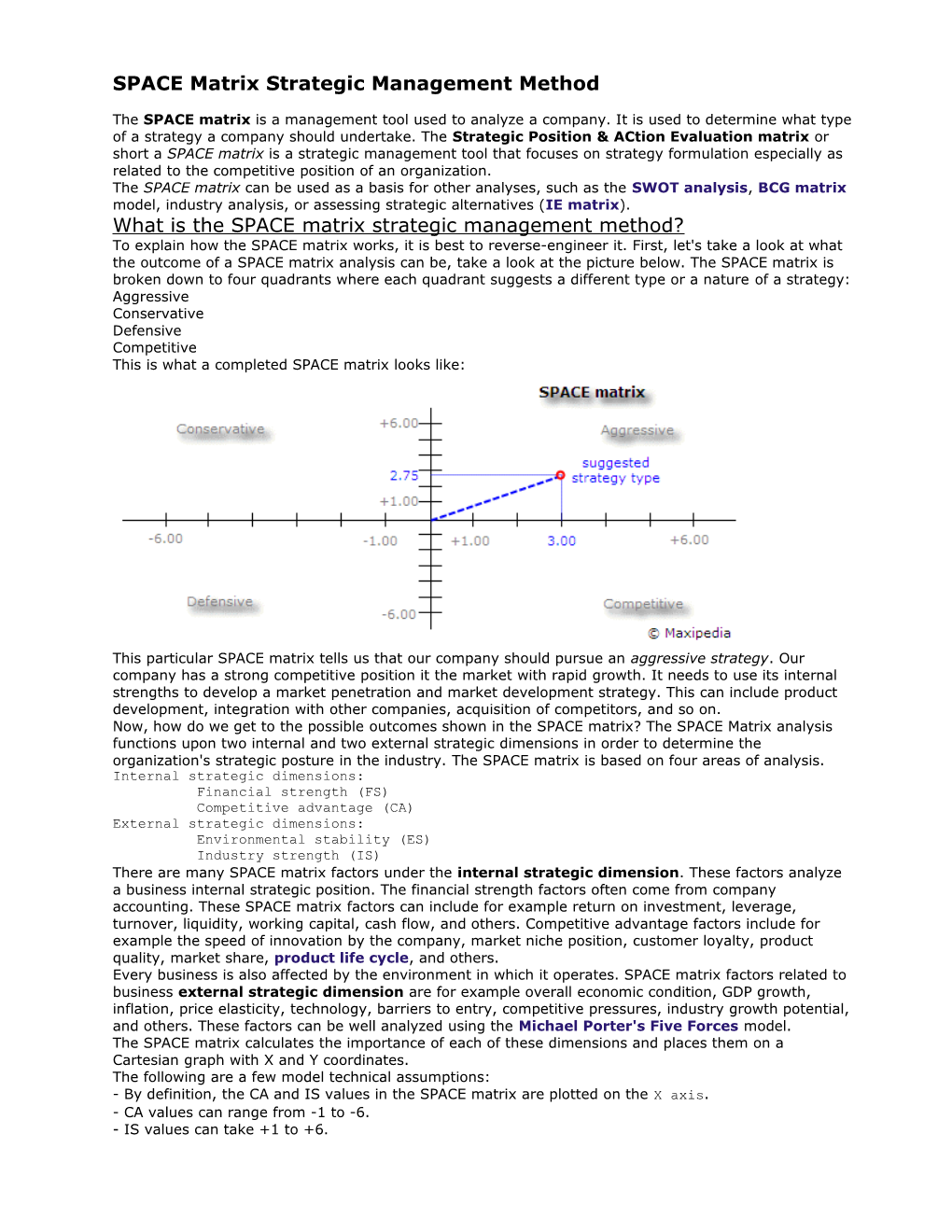 SPACE Matrix Strategic Management Method