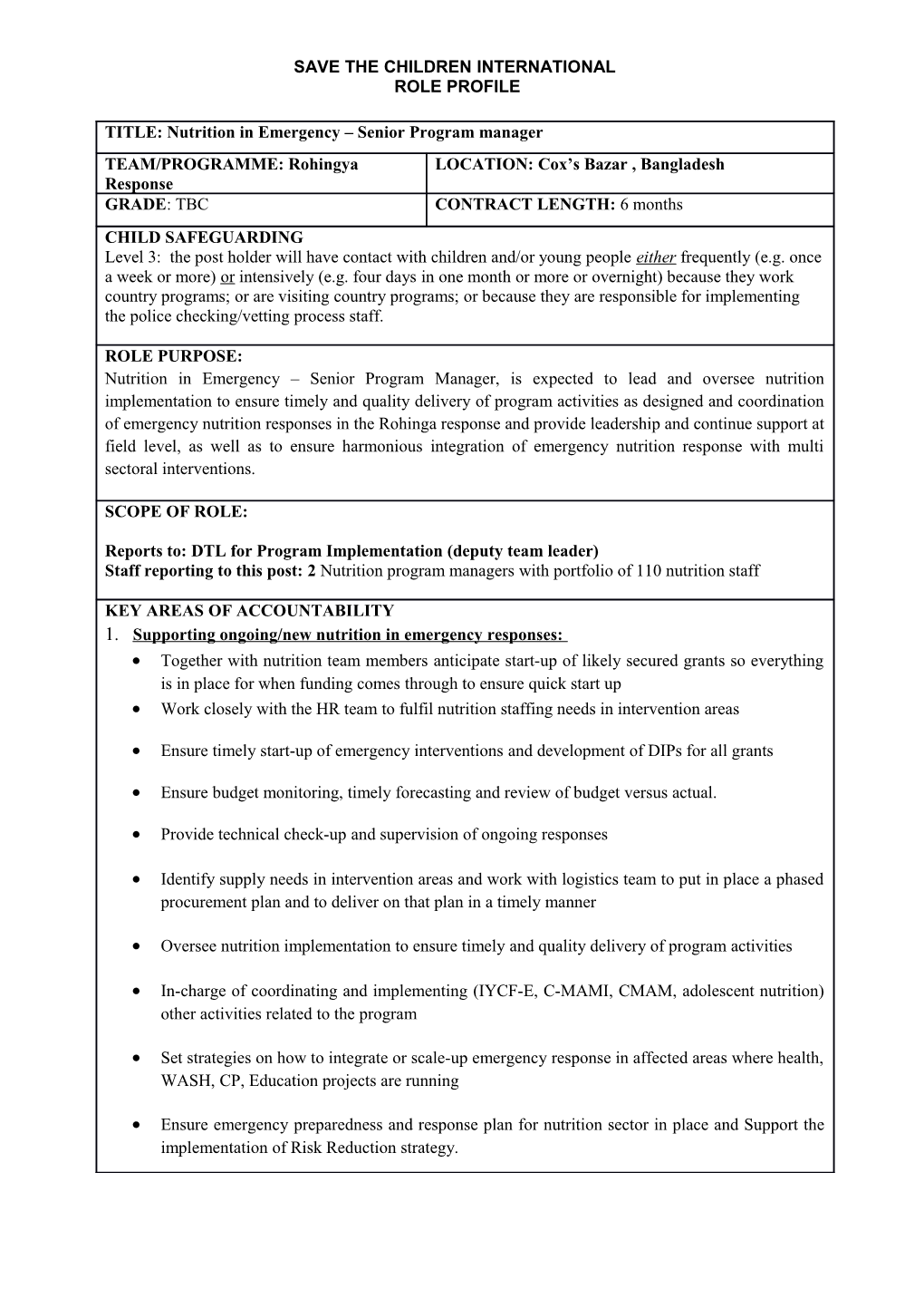 Supporting Ongoing/New Nutrition in Emergency Responses