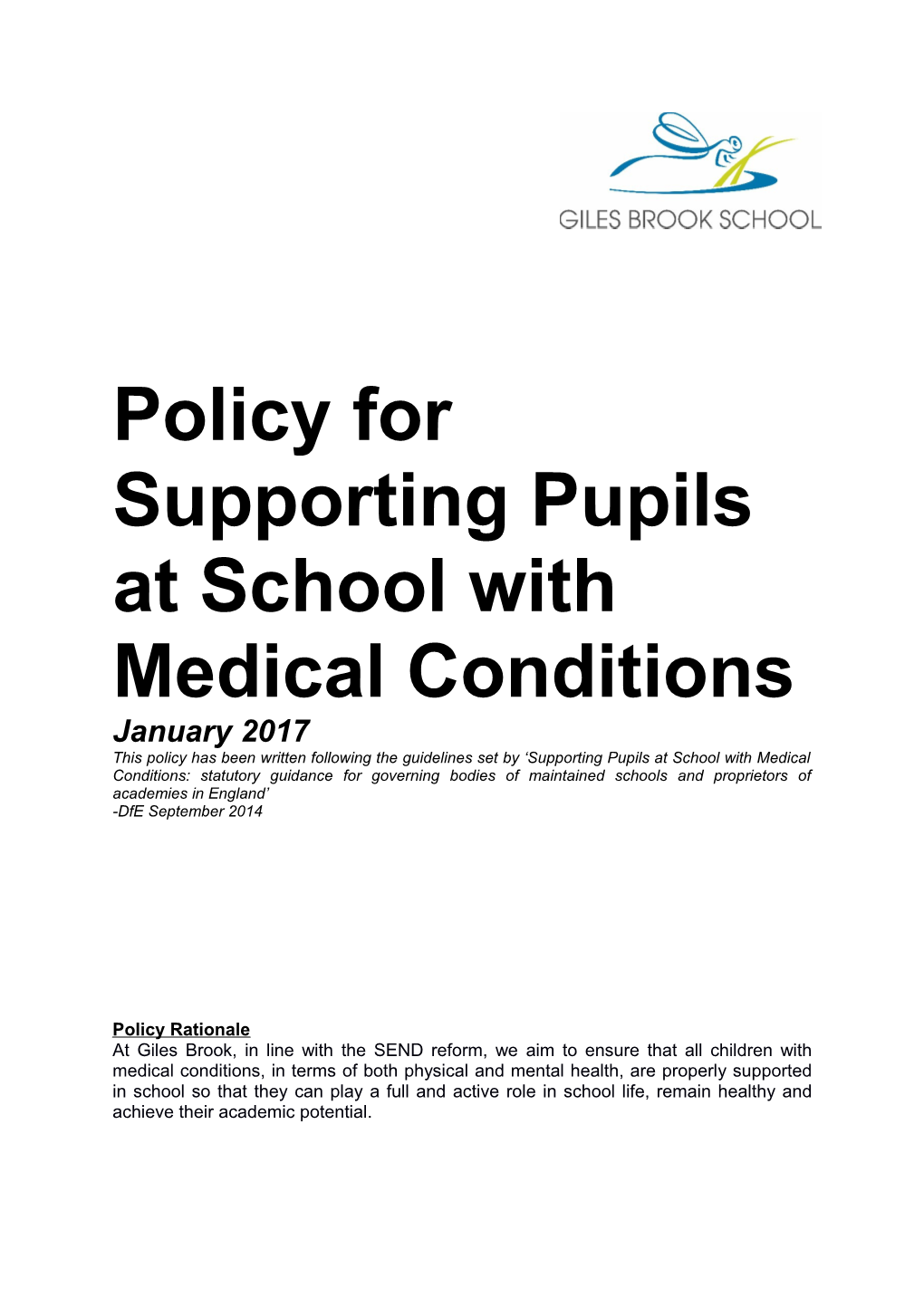 Policy for Supporting Pupils at School with Medical Conditions