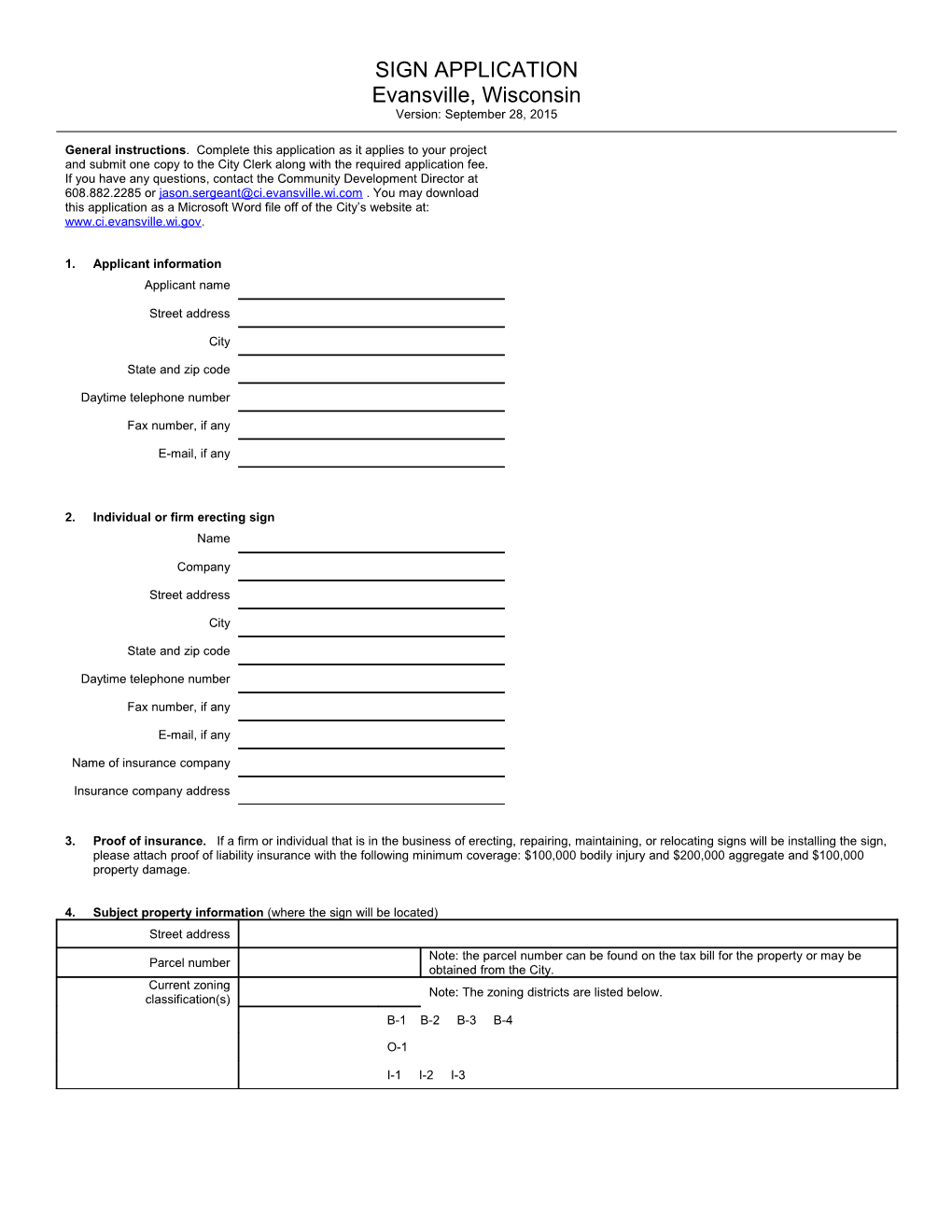 City of Evansville Application