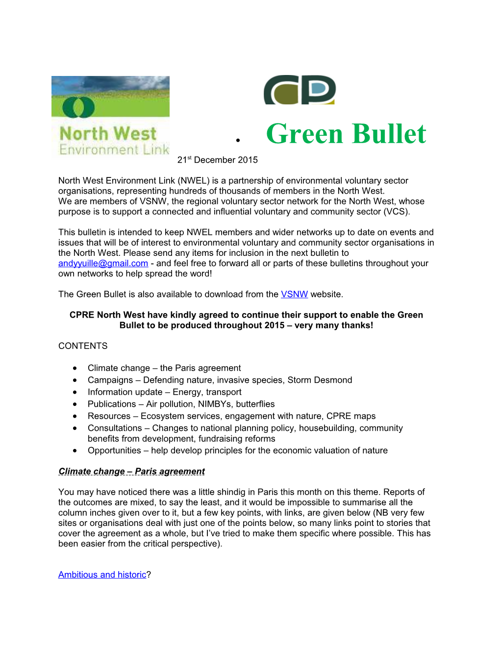 The Green Bullet Is Also Available to Download from the VSNW Website