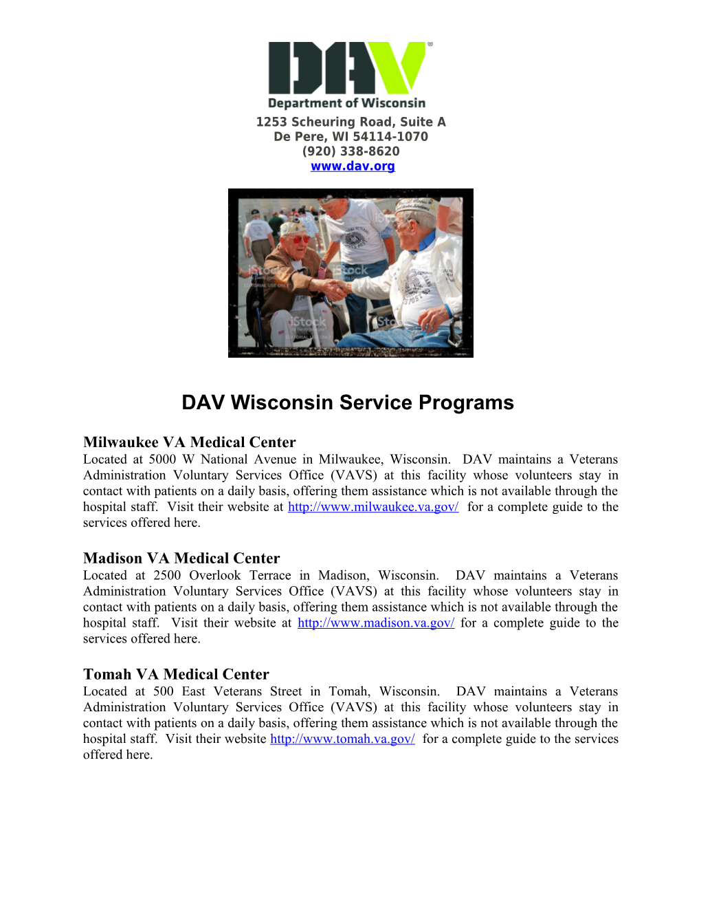 DAV Wisconsin Service Programs